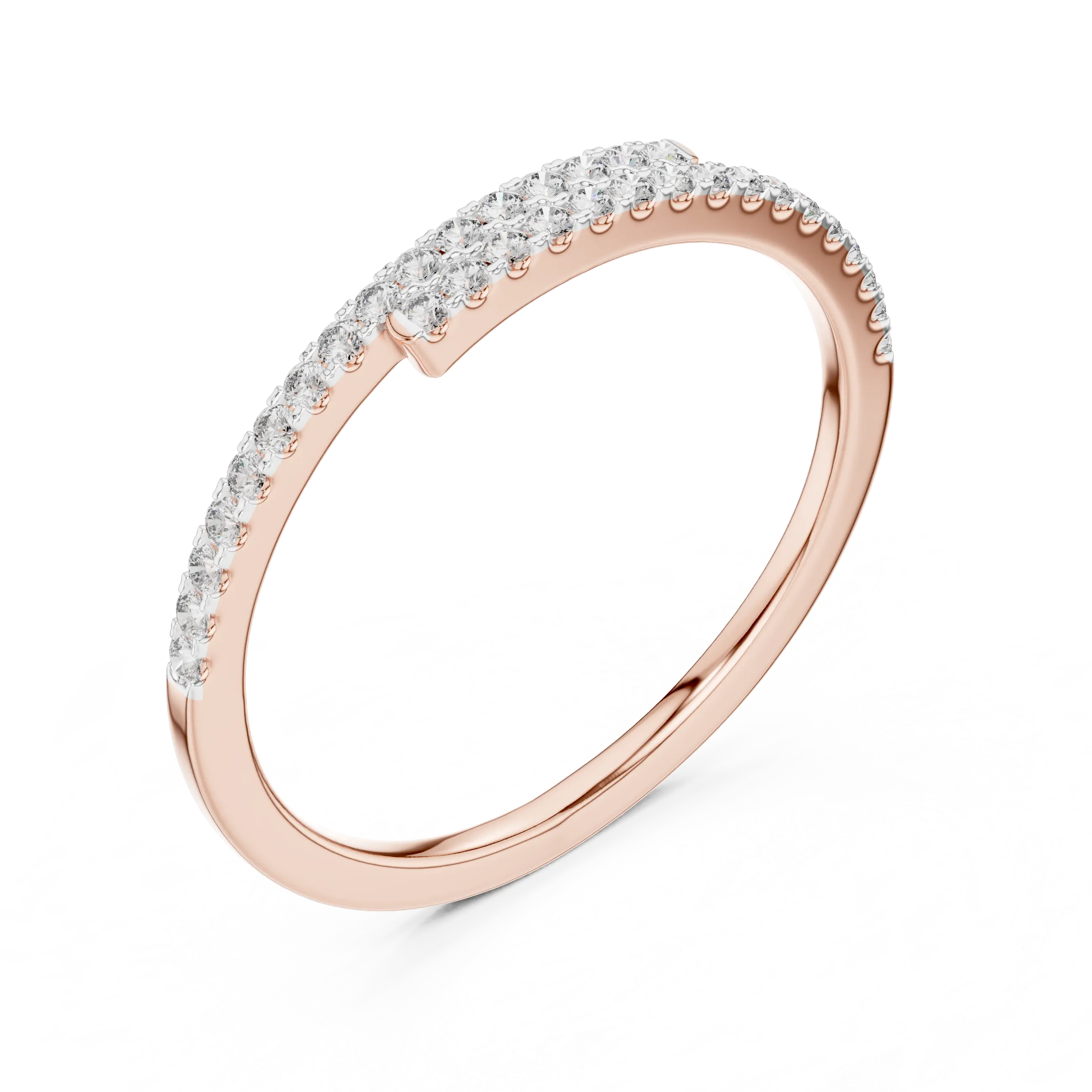 MJET009 - Round Brilliant Bypass Pavé Half Eternity Band