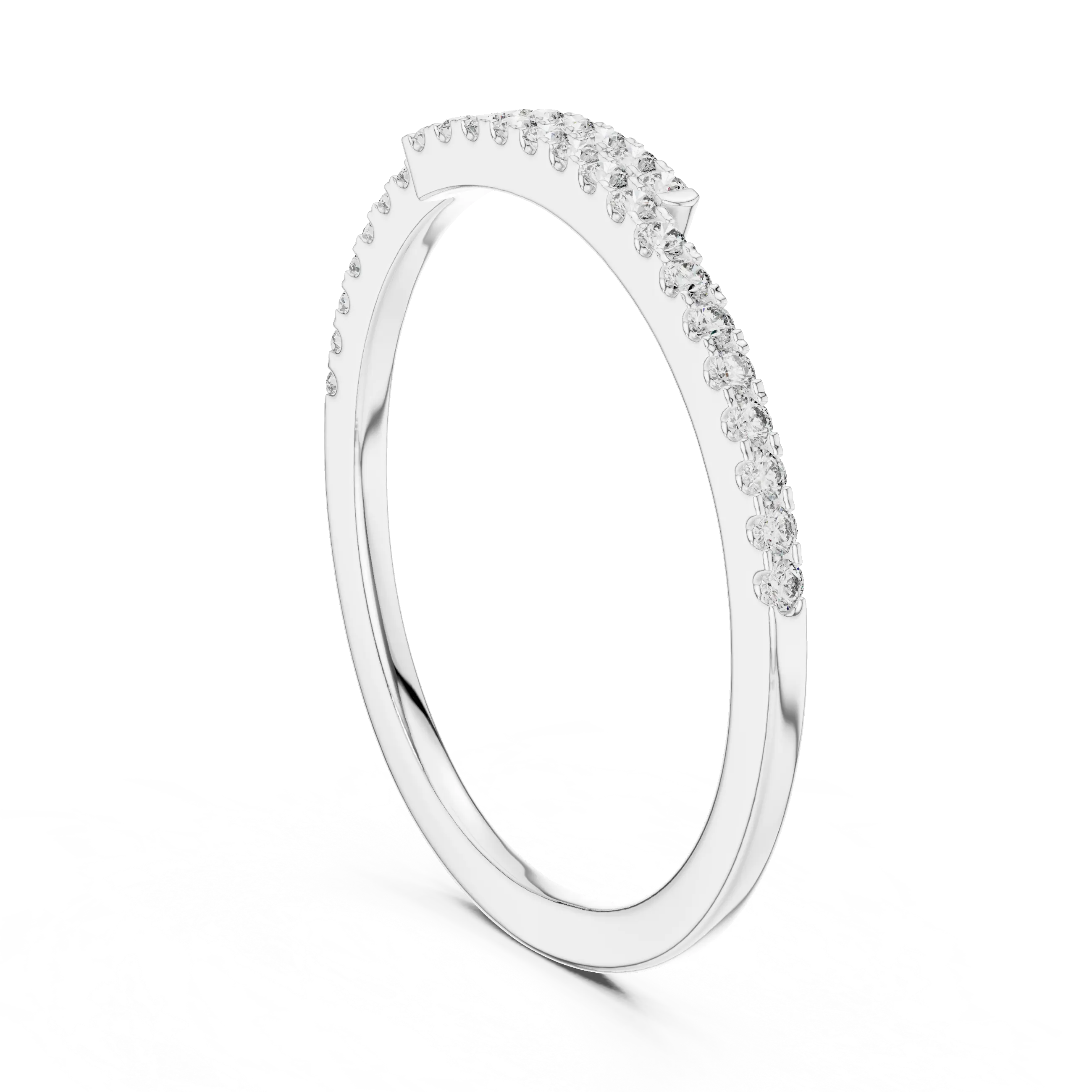 MJET009 - Round Brilliant Bypass Pavé Half Eternity Band