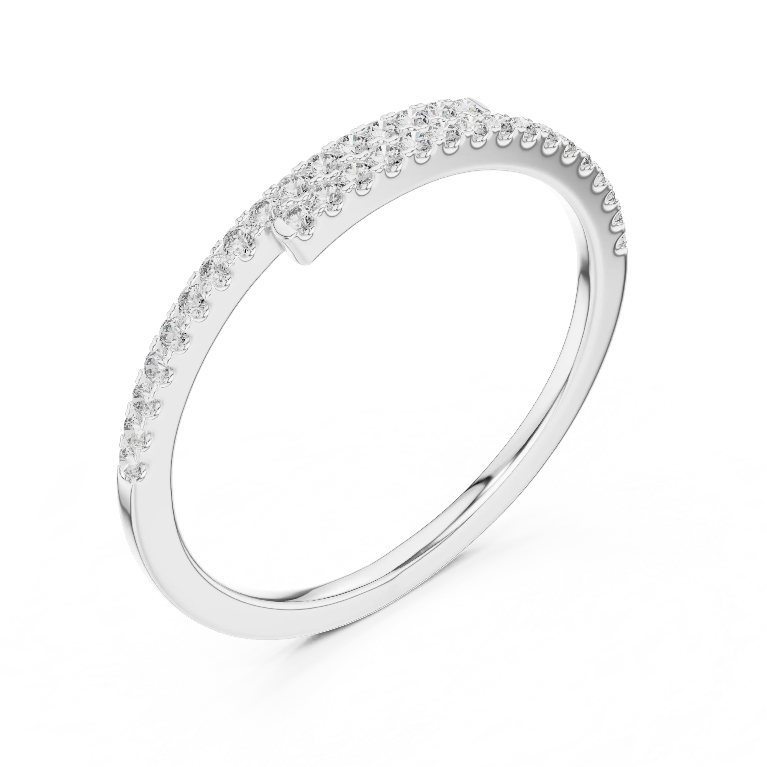 MJET009 - Round Brilliant Bypass Pavé Half Eternity Band