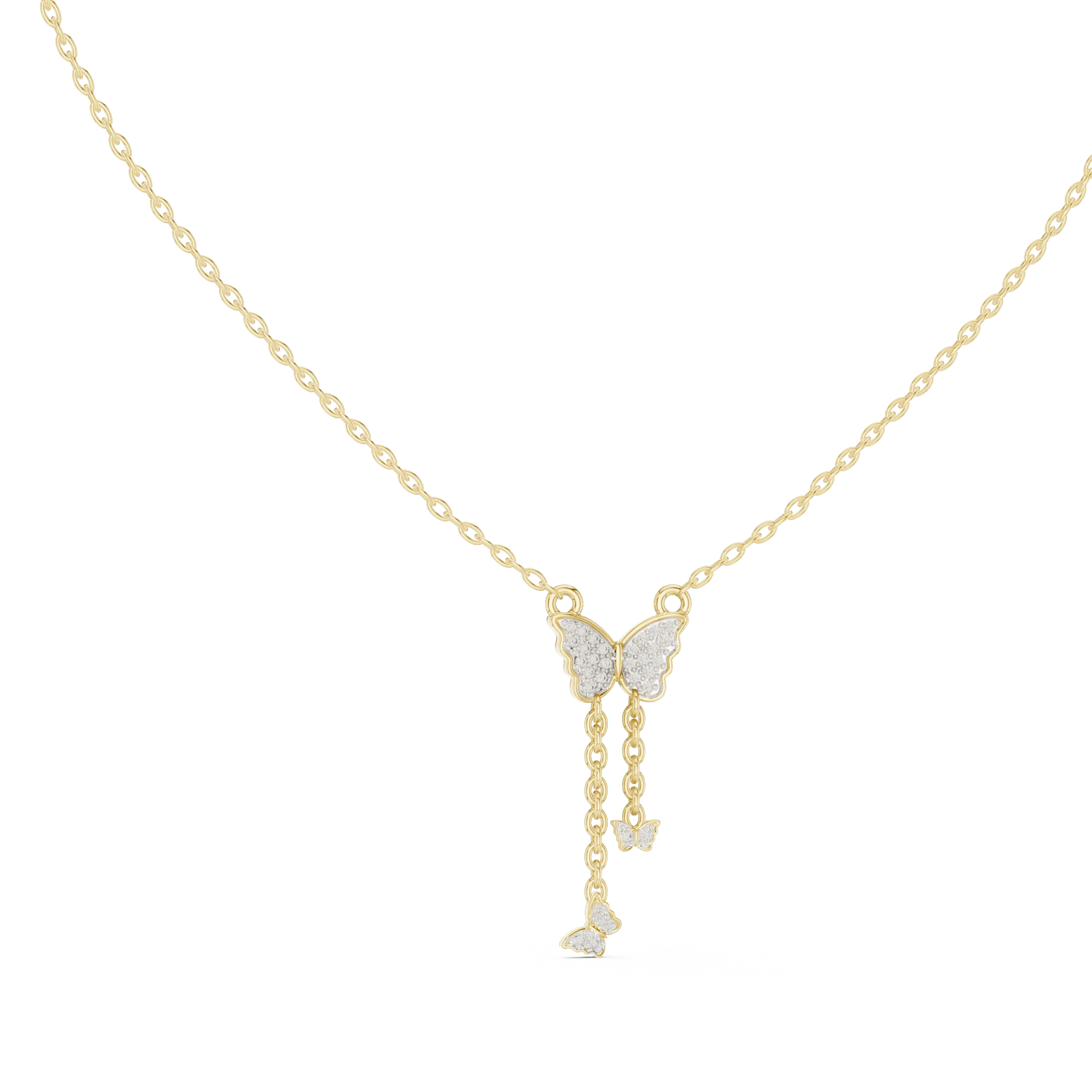 MJP32 - Cascading Butterfly Tassel Drop Pendant