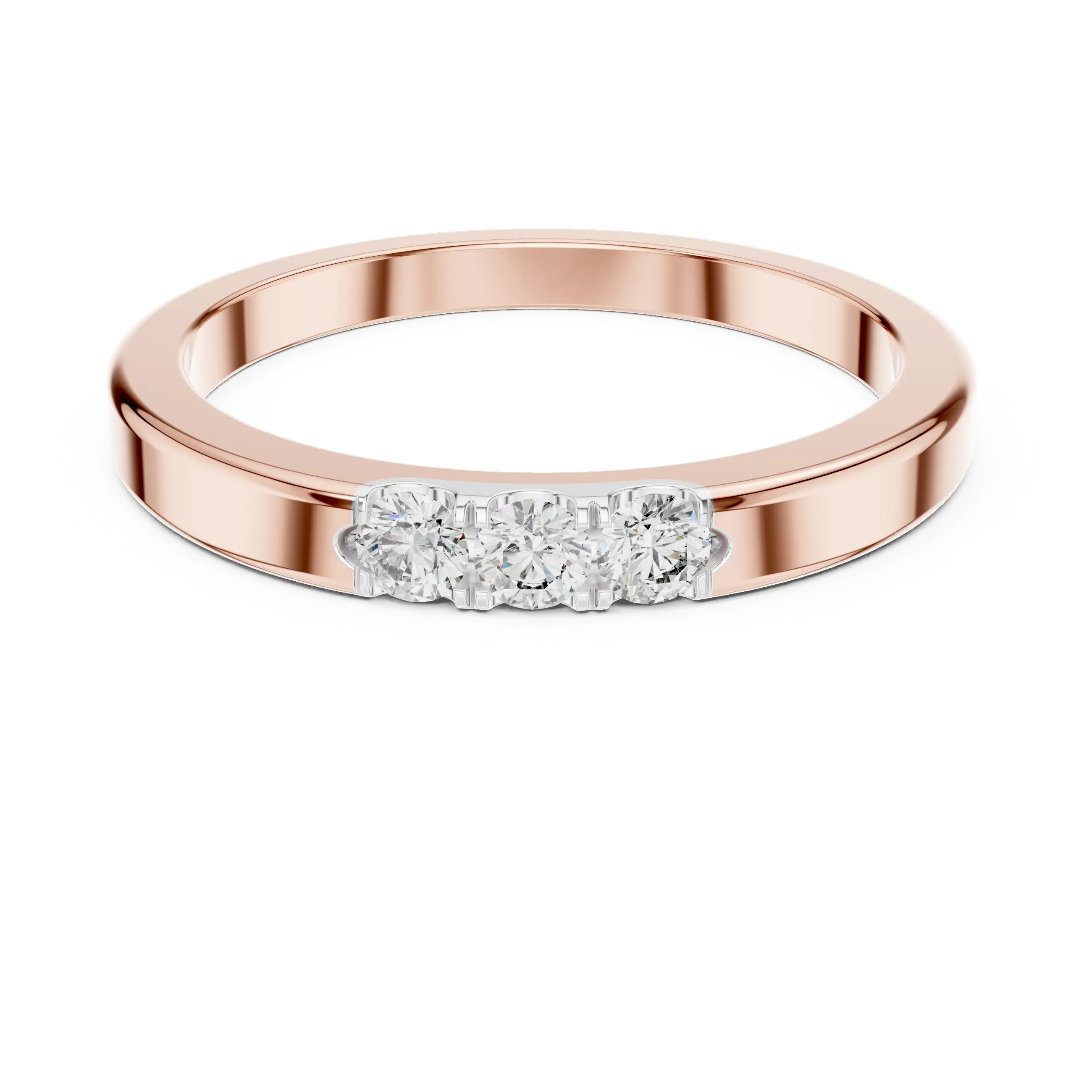 MJR058 - Round Brilliant Triple Stone Flush Placed Band