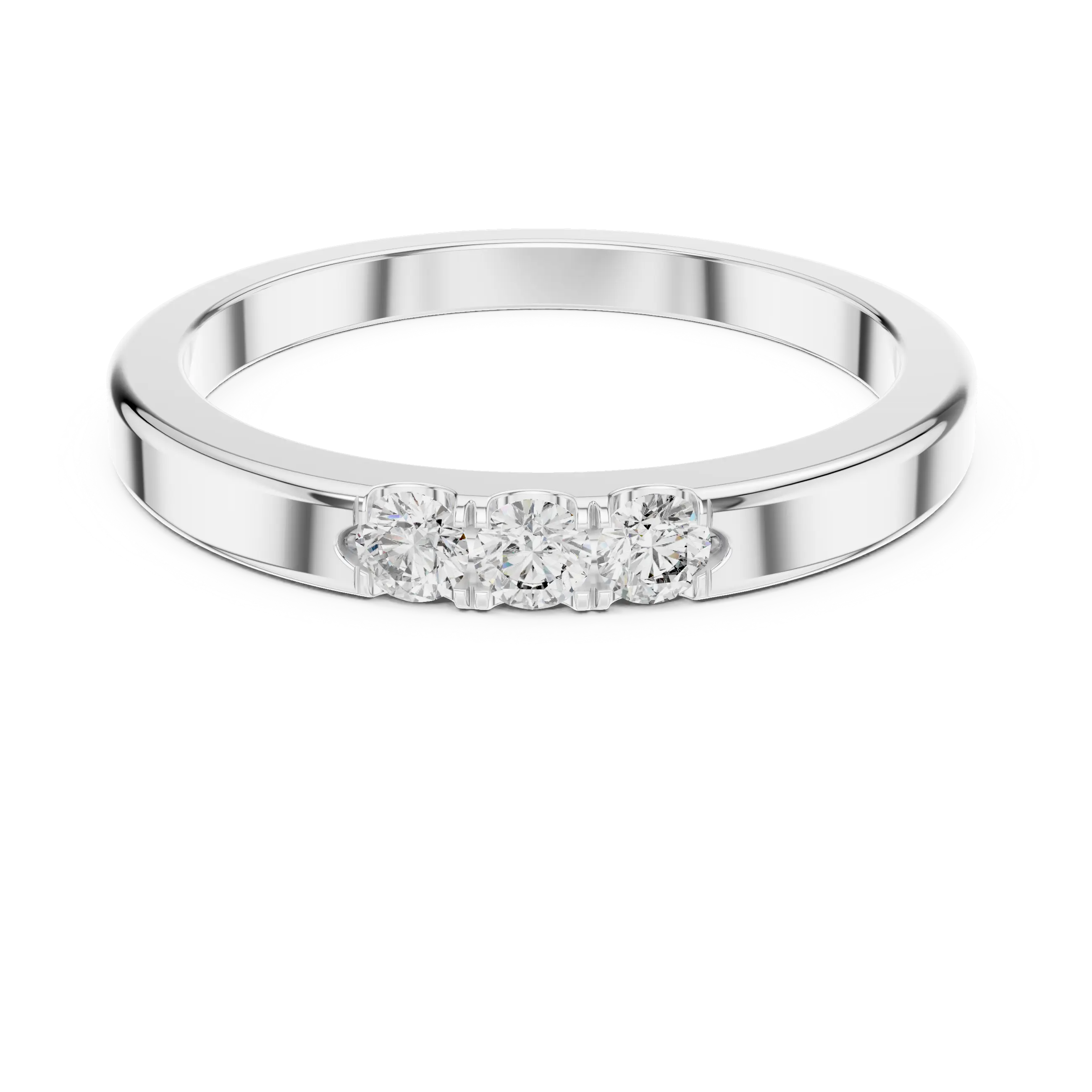 MJR058 - Round Brilliant Triple Stone Flush Placed Band