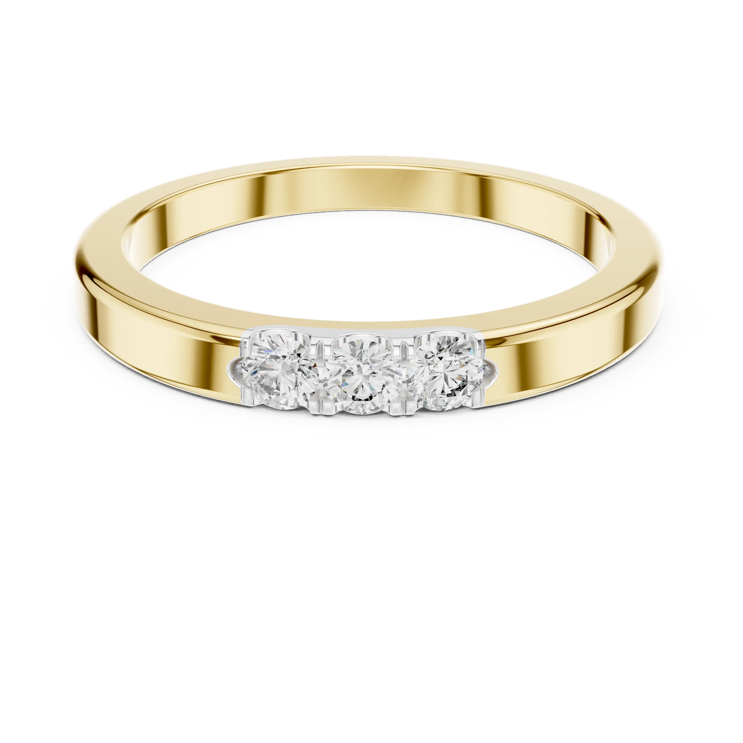 MJR058 - Round Brilliant Triple Stone Flush Placed Band