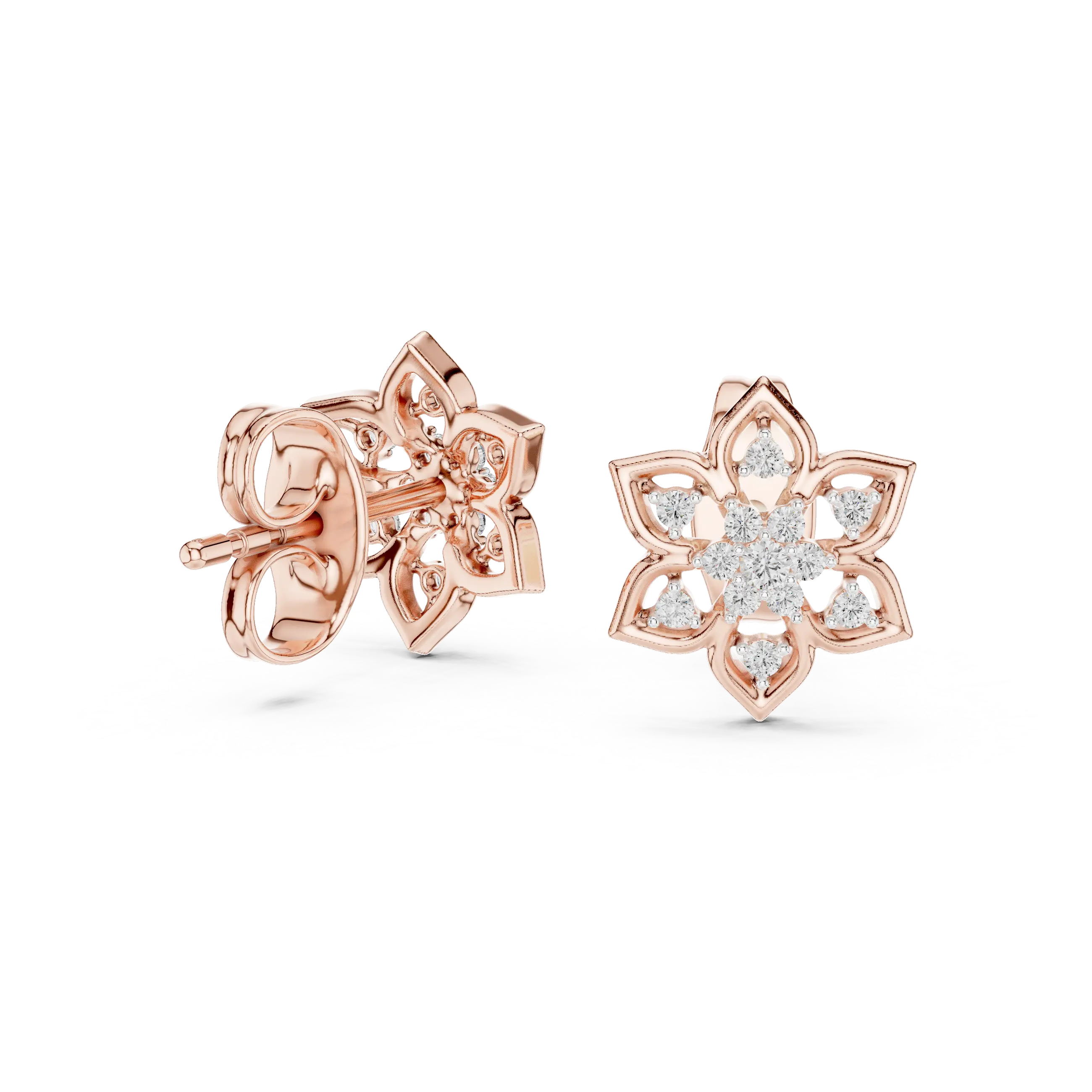 MJER30 - Six Petal Floral Star Cluster Studs