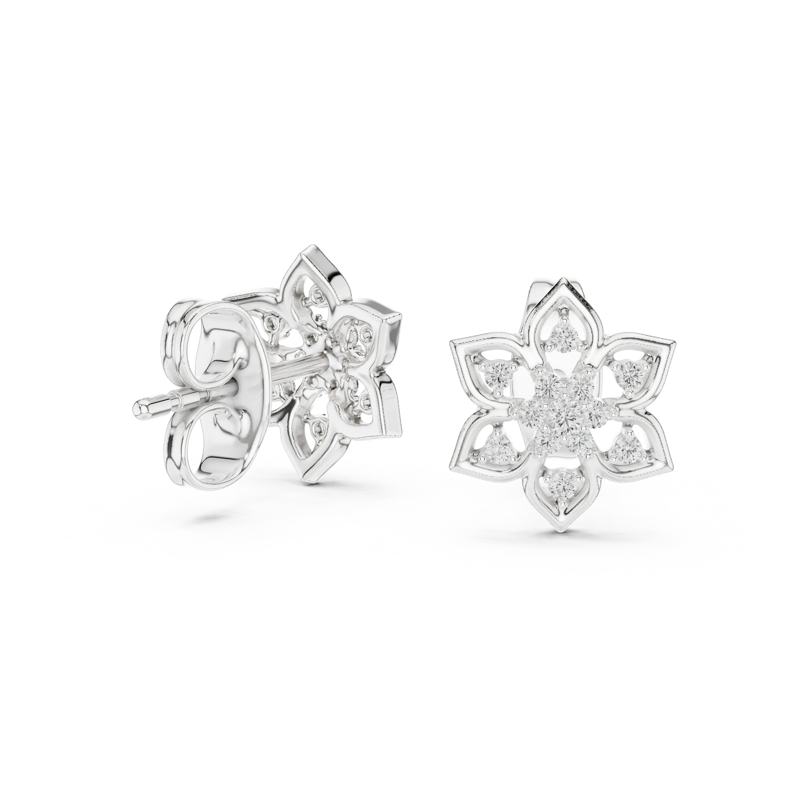 MJER30 - Six Petal Floral Star Cluster Studs