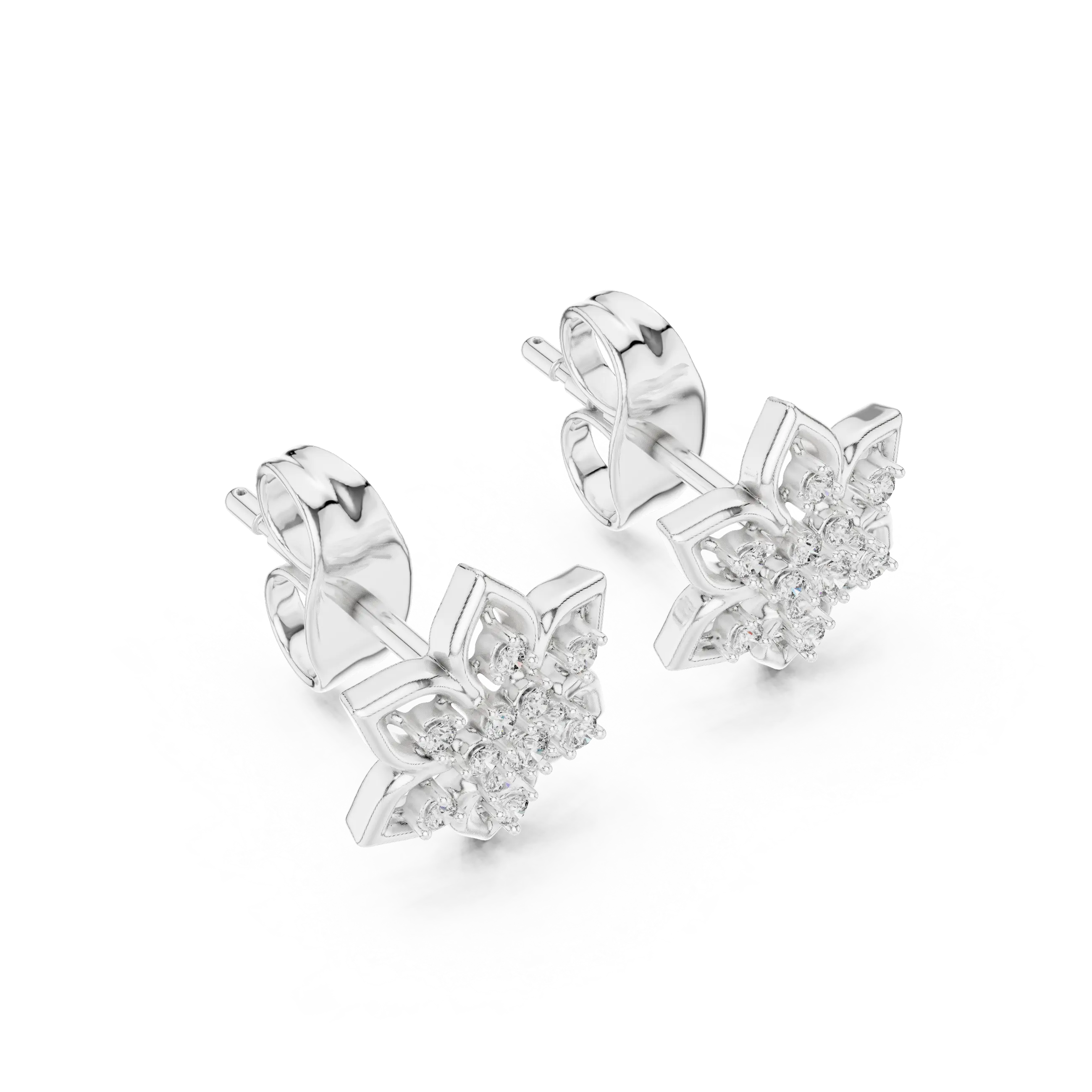 MJER30 - Six Petal Floral Star Cluster Studs