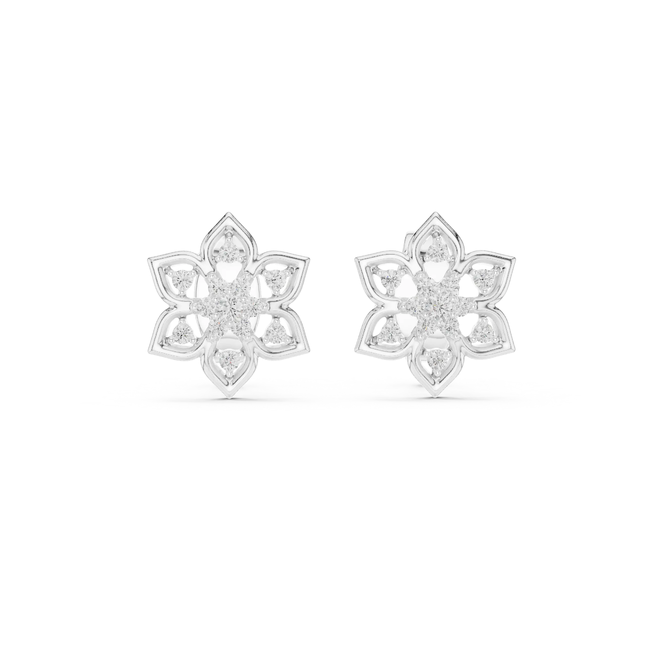 MJER30 - Six Petal Floral Star Cluster Studs