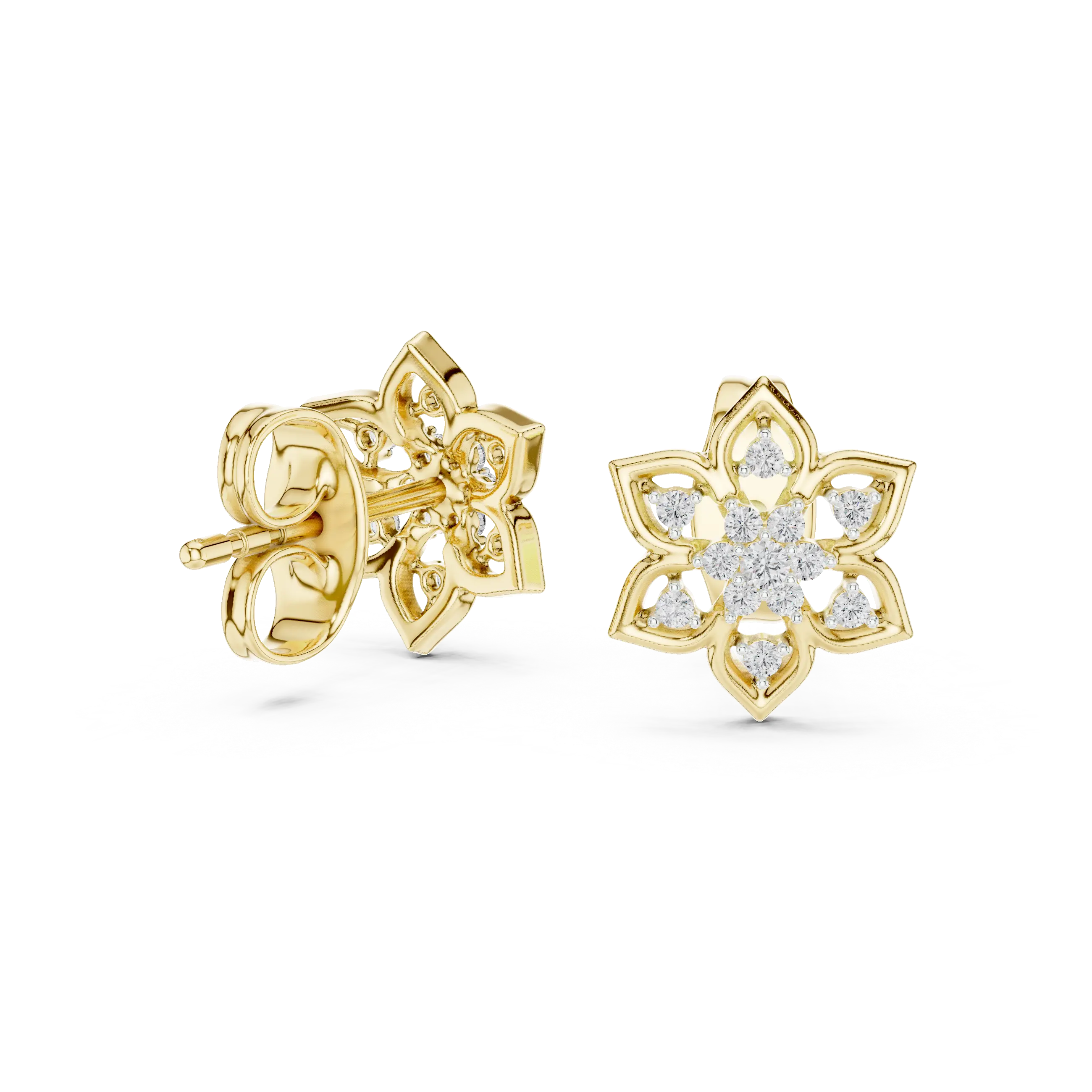 MJER30 - Six Petal Floral Star Cluster Studs