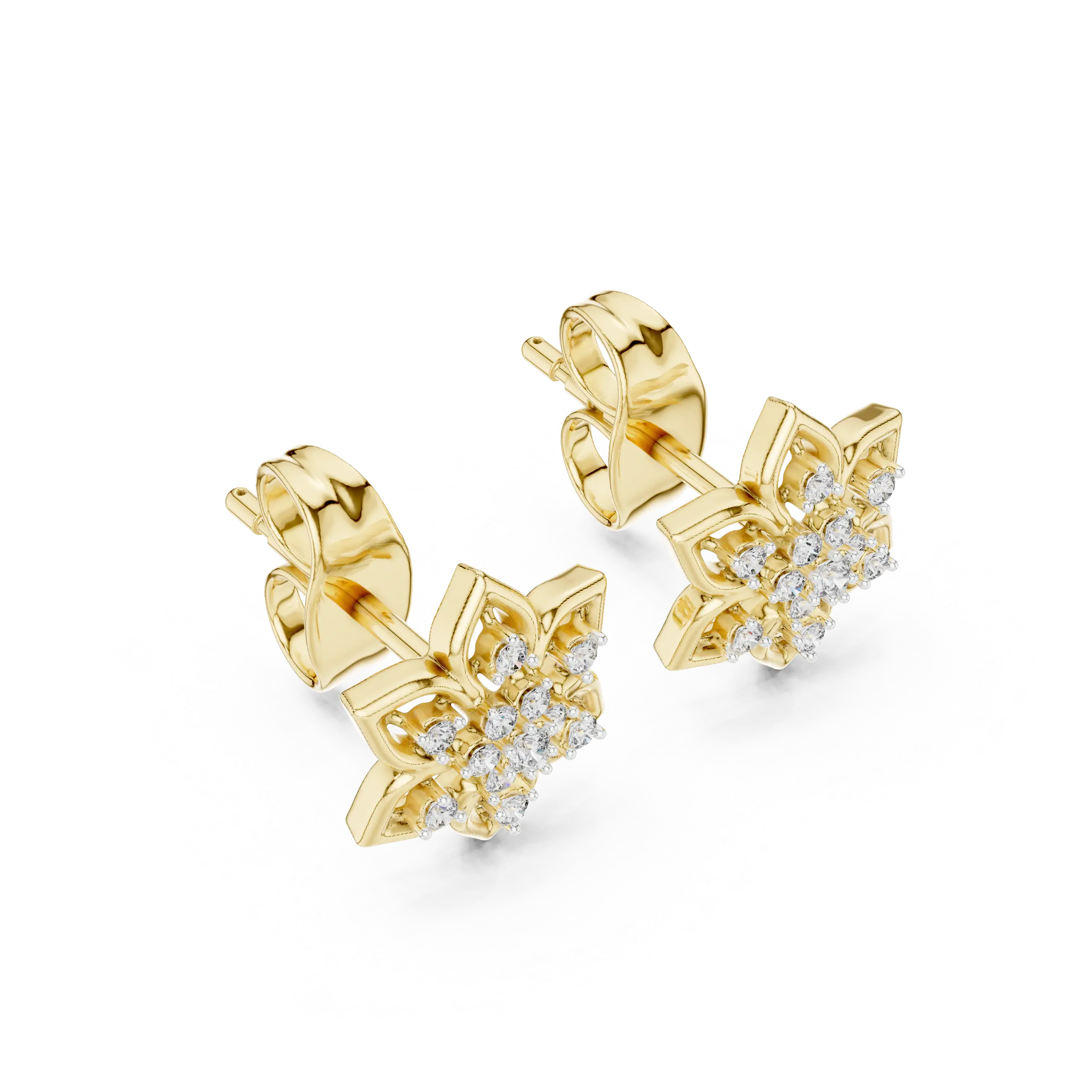 MJER30 - Six Petal Floral Star Cluster Studs