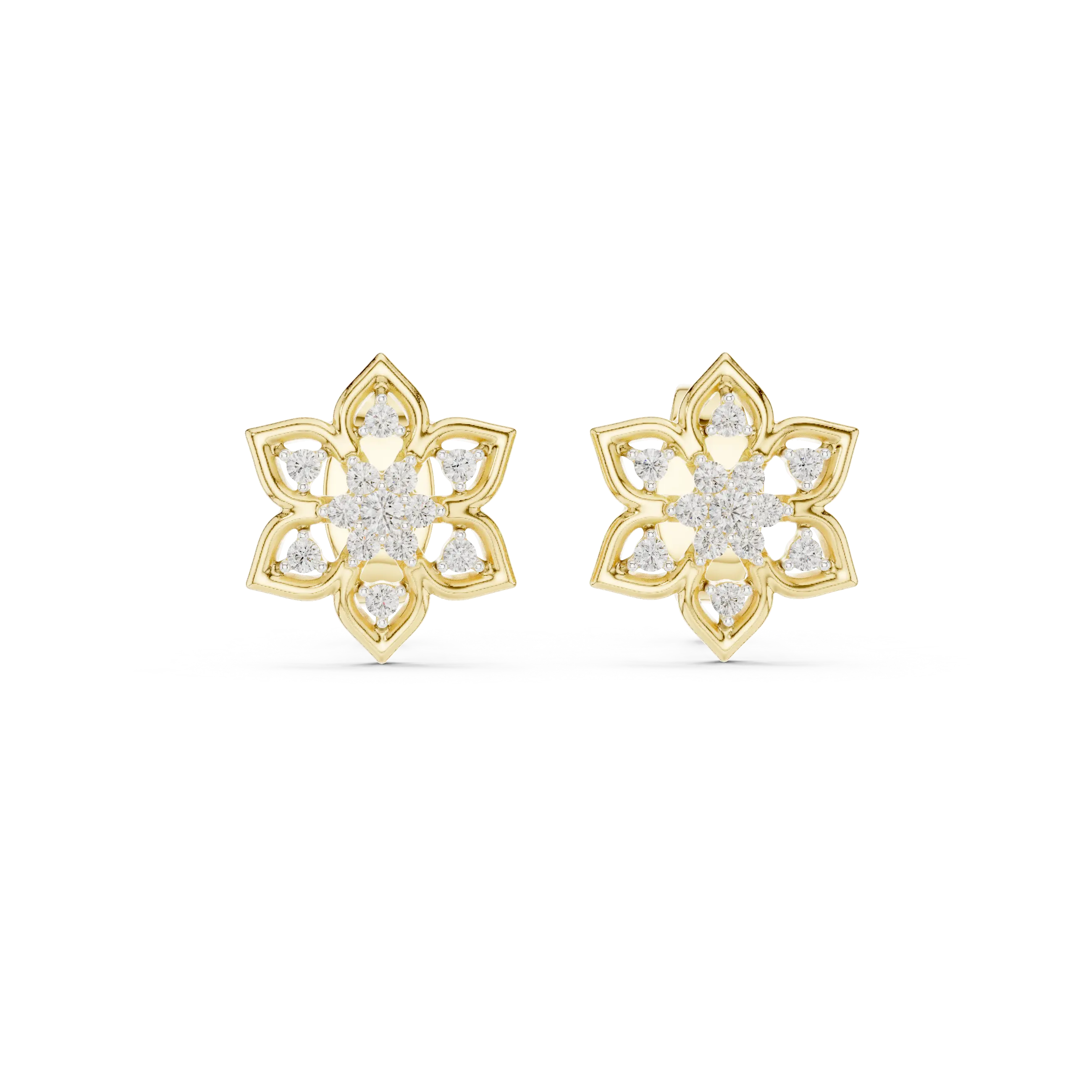 MJER30 - Six Petal Floral Star Cluster Studs