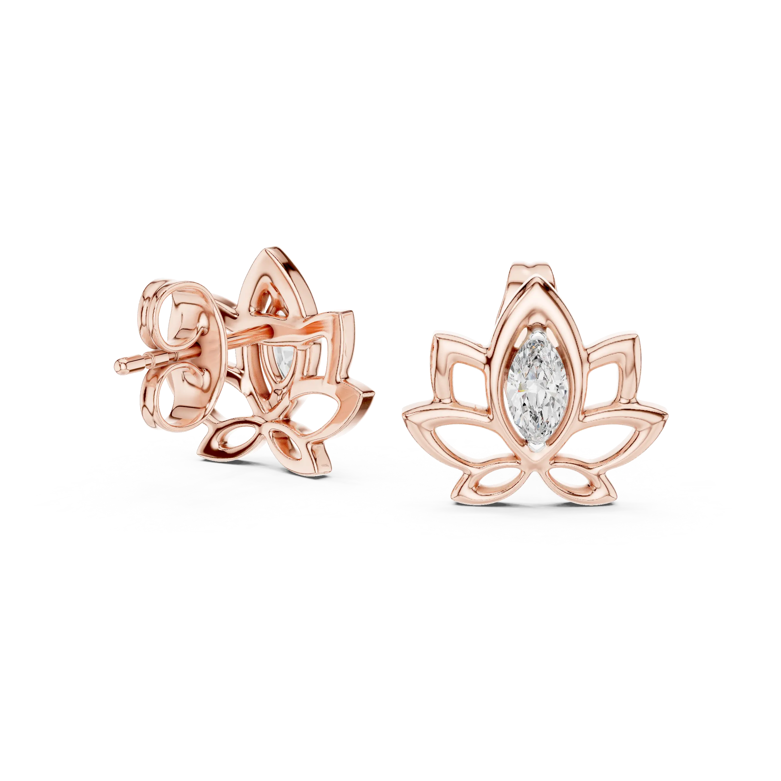 MJER31 - Lotus Blossom Marquise Center Studs
