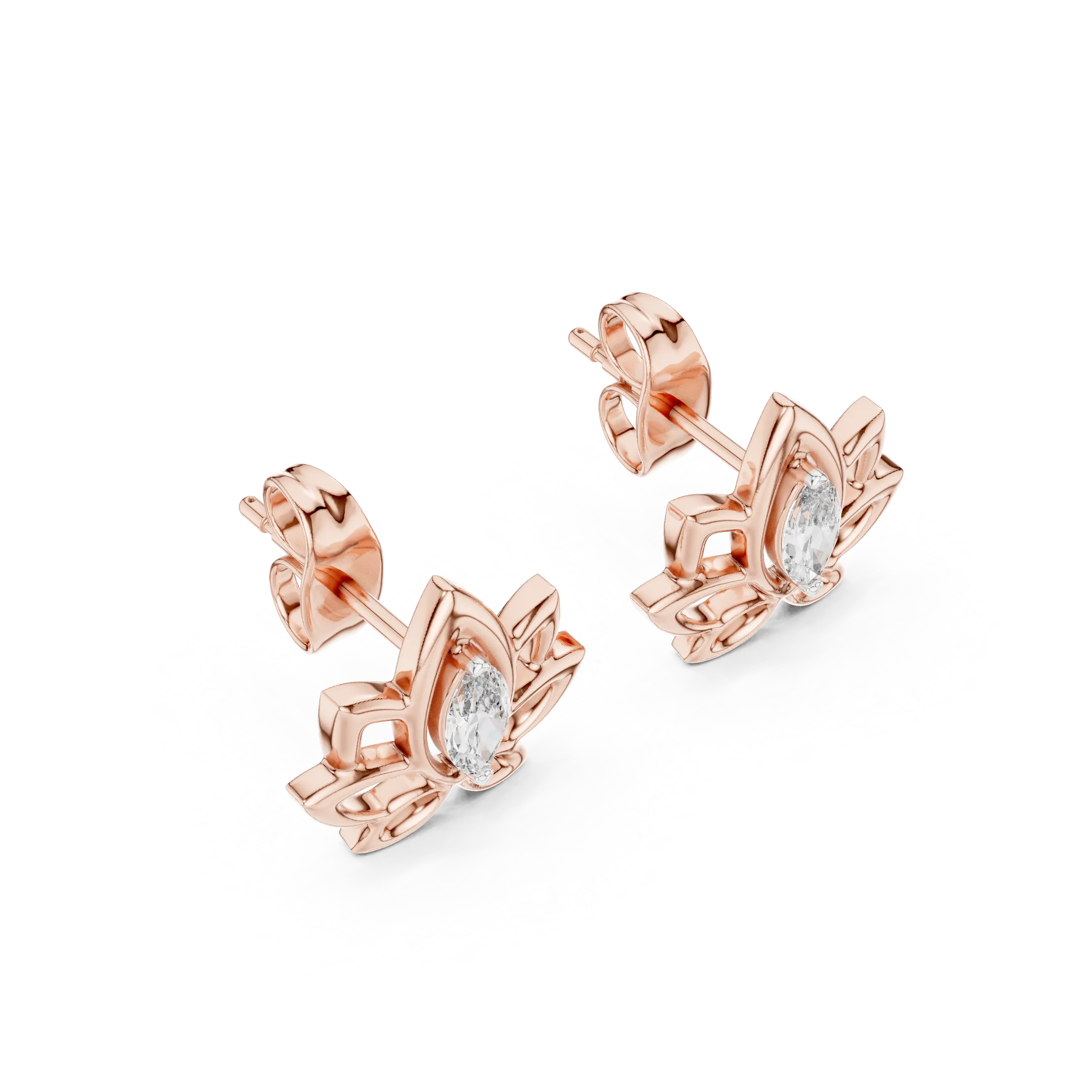 MJER31 - Lotus Blossom Marquise Center Studs