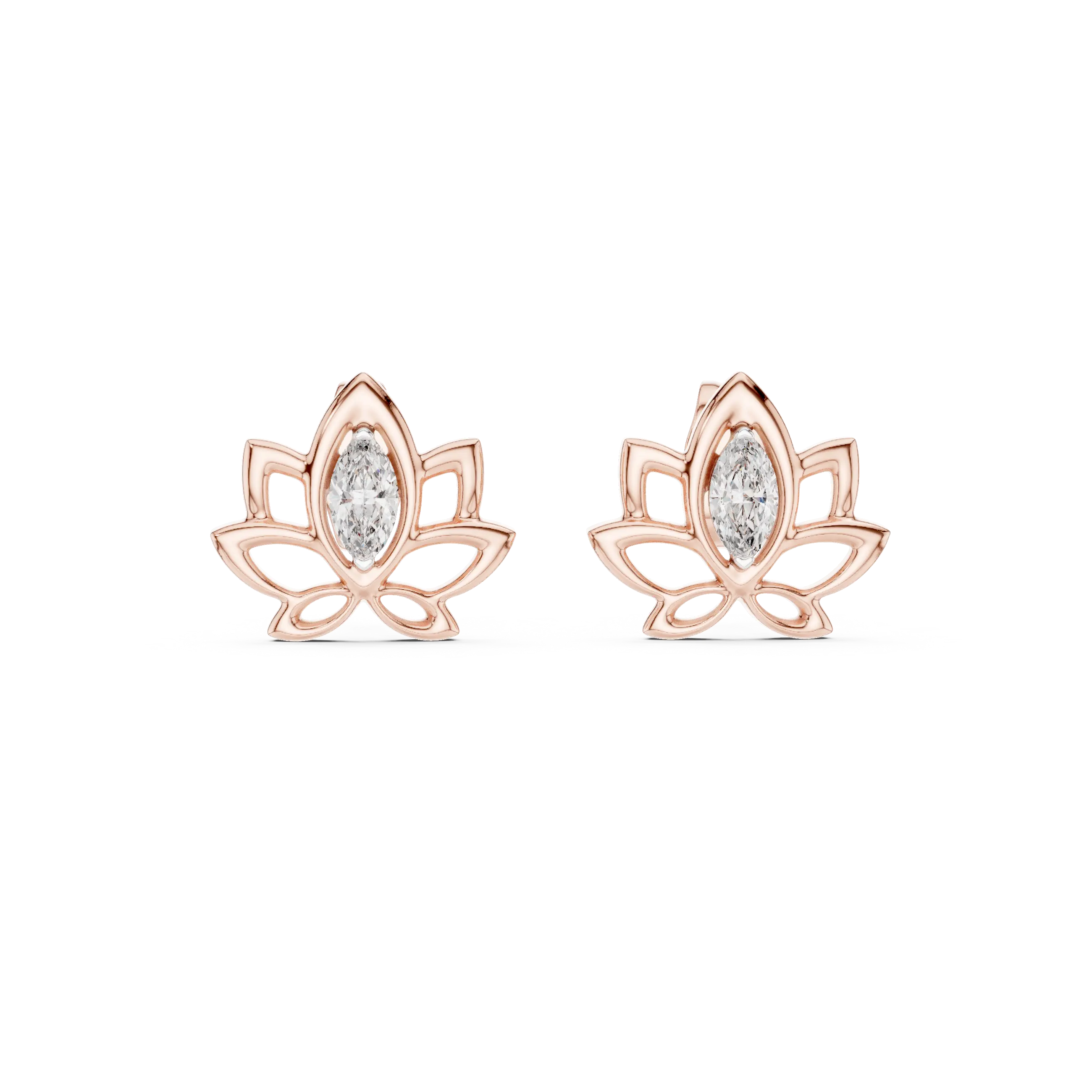 MJER31 - Lotus Blossom Marquise Center Studs