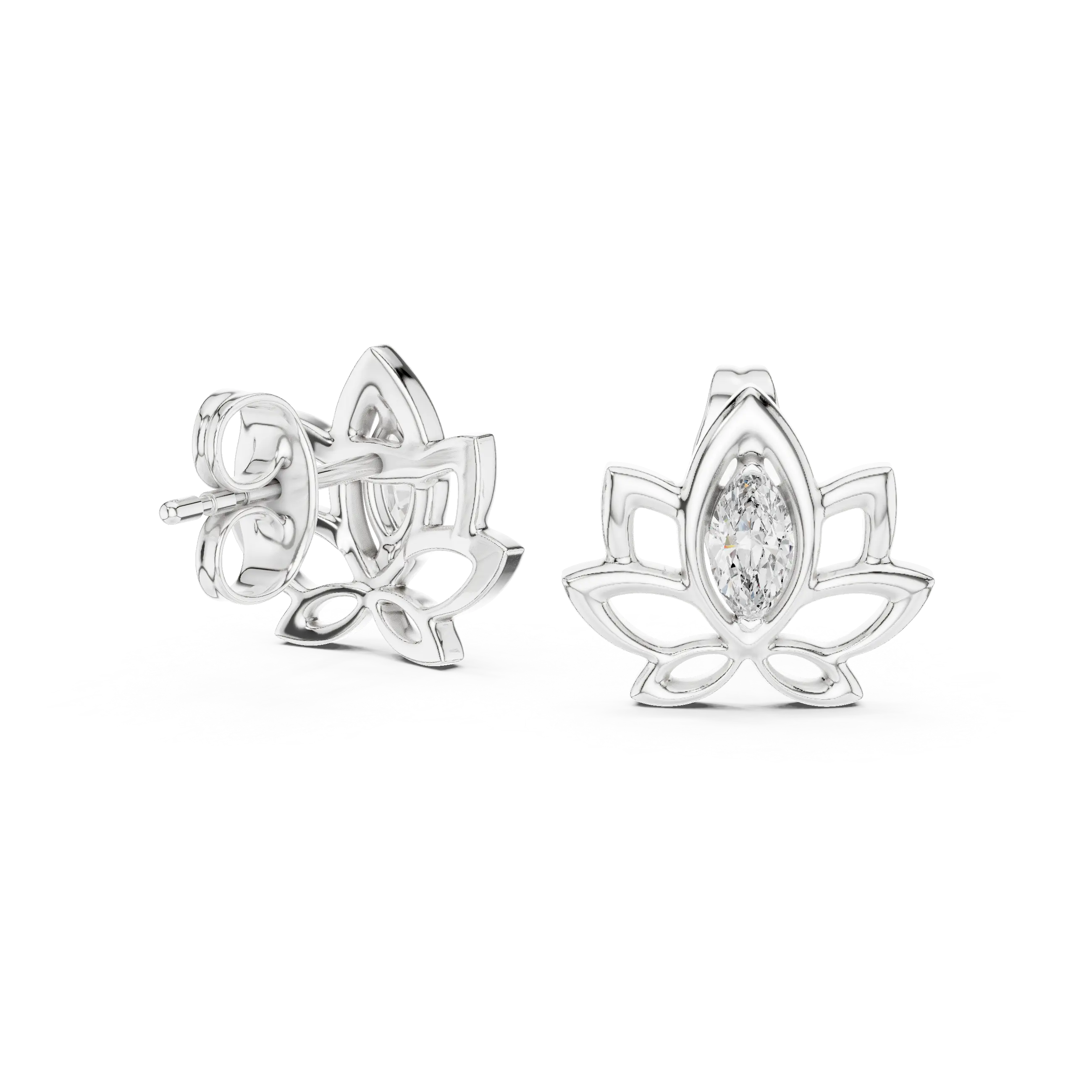MJER31 - Lotus Blossom Marquise Center Studs