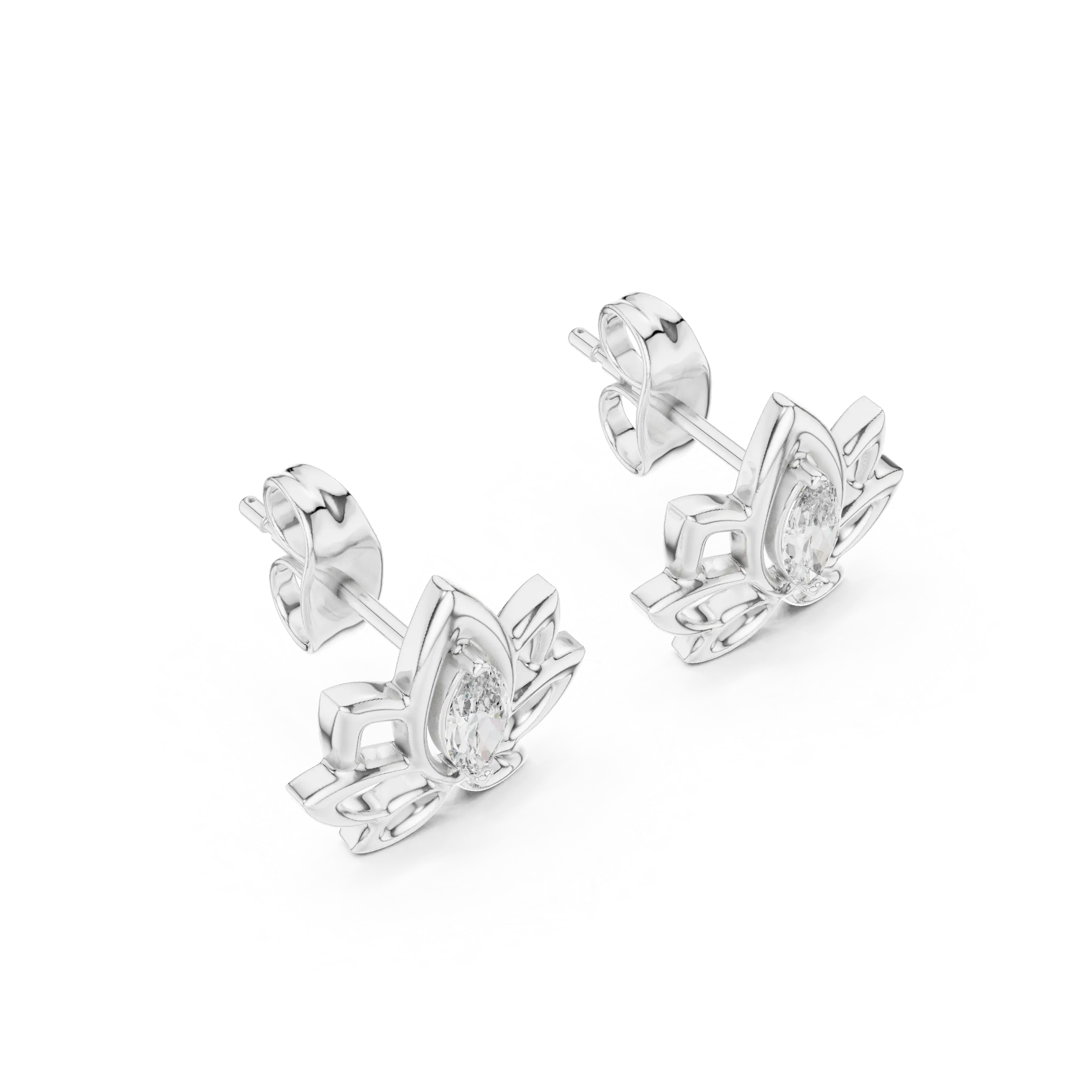 MJER31 - Lotus Blossom Marquise Center Studs