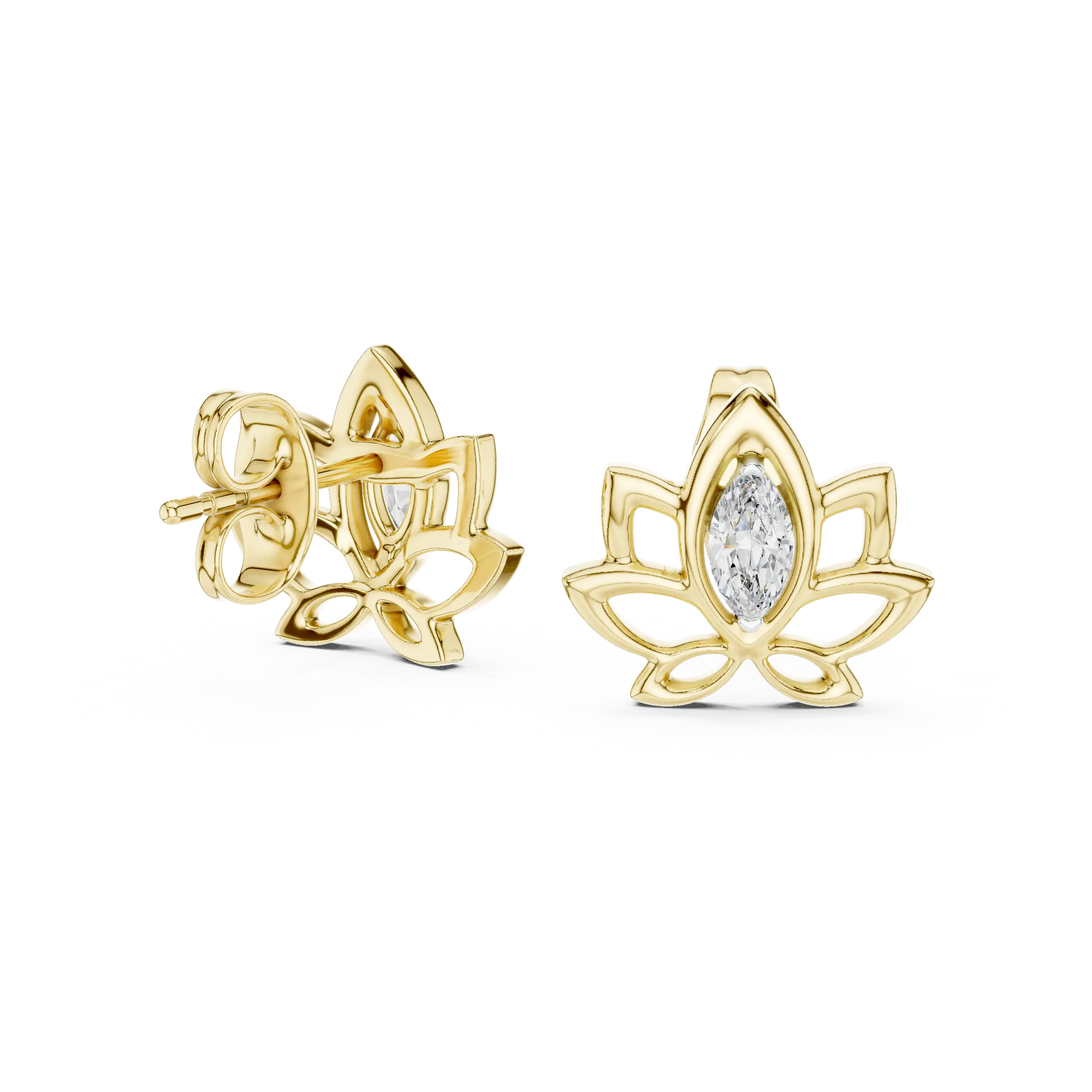 MJER31 - Lotus Blossom Marquise Center Studs
