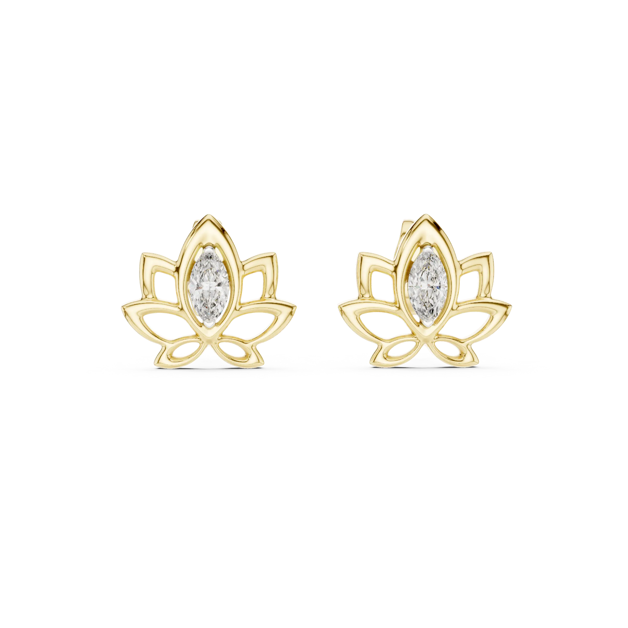 MJER31 - Lotus Blossom Marquise Center Studs