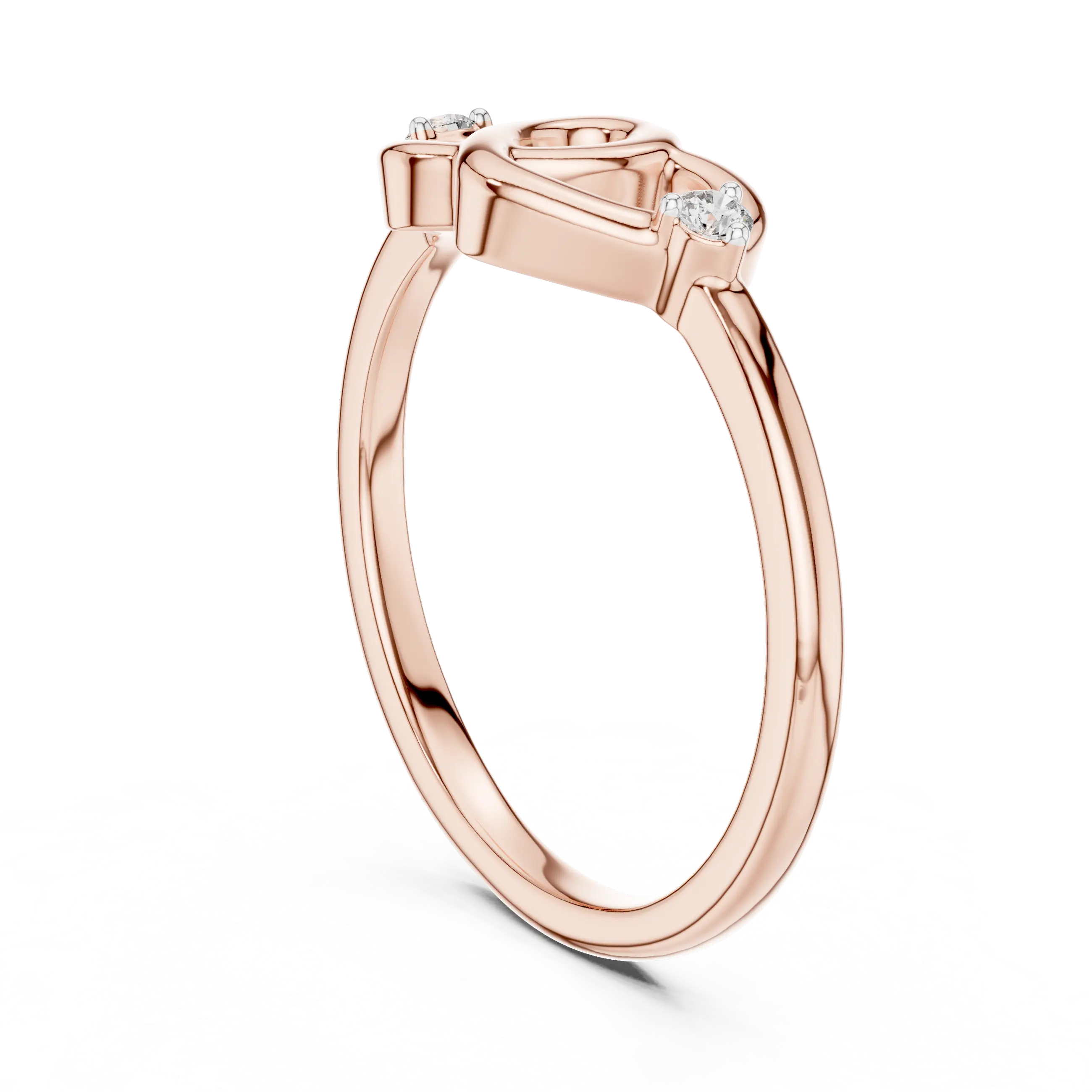MJR061 - Interlocking Heart Openwork Two Stone Promise Ring