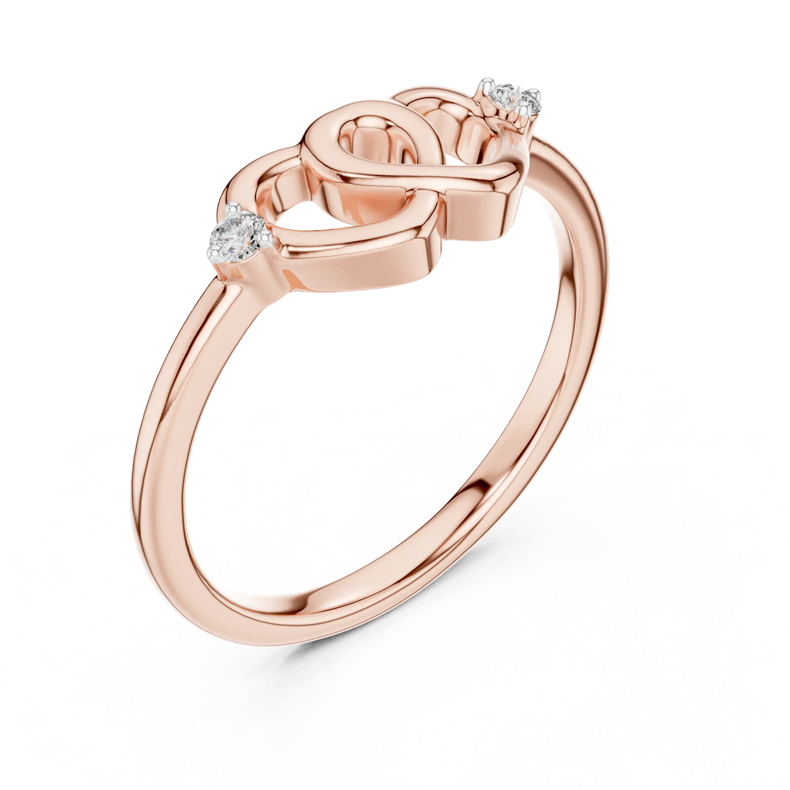 MJR061 - Interlocking Heart Openwork Two Stone Promise Ring