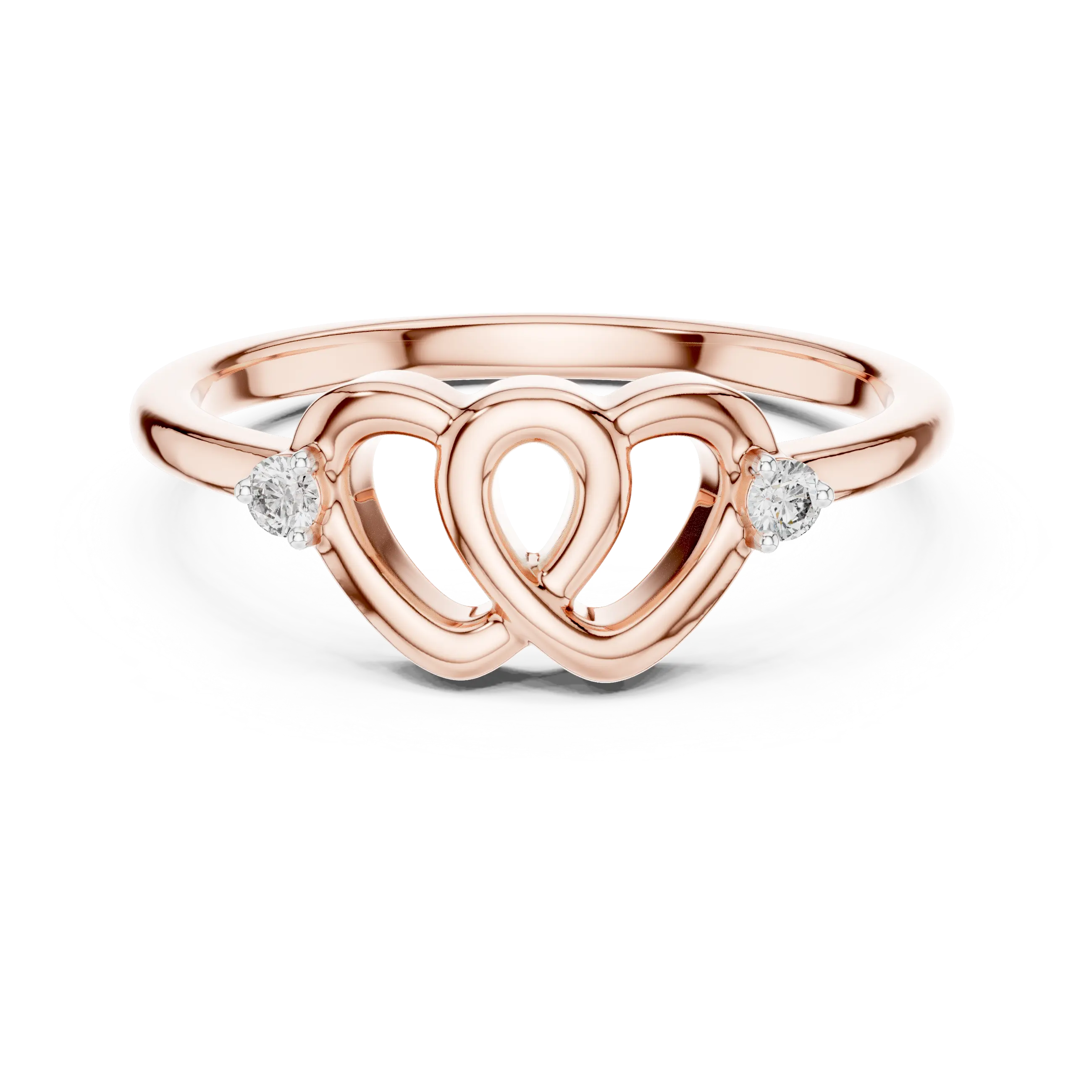 MJR061 - Interlocking Heart Openwork Two Stone Promise Ring