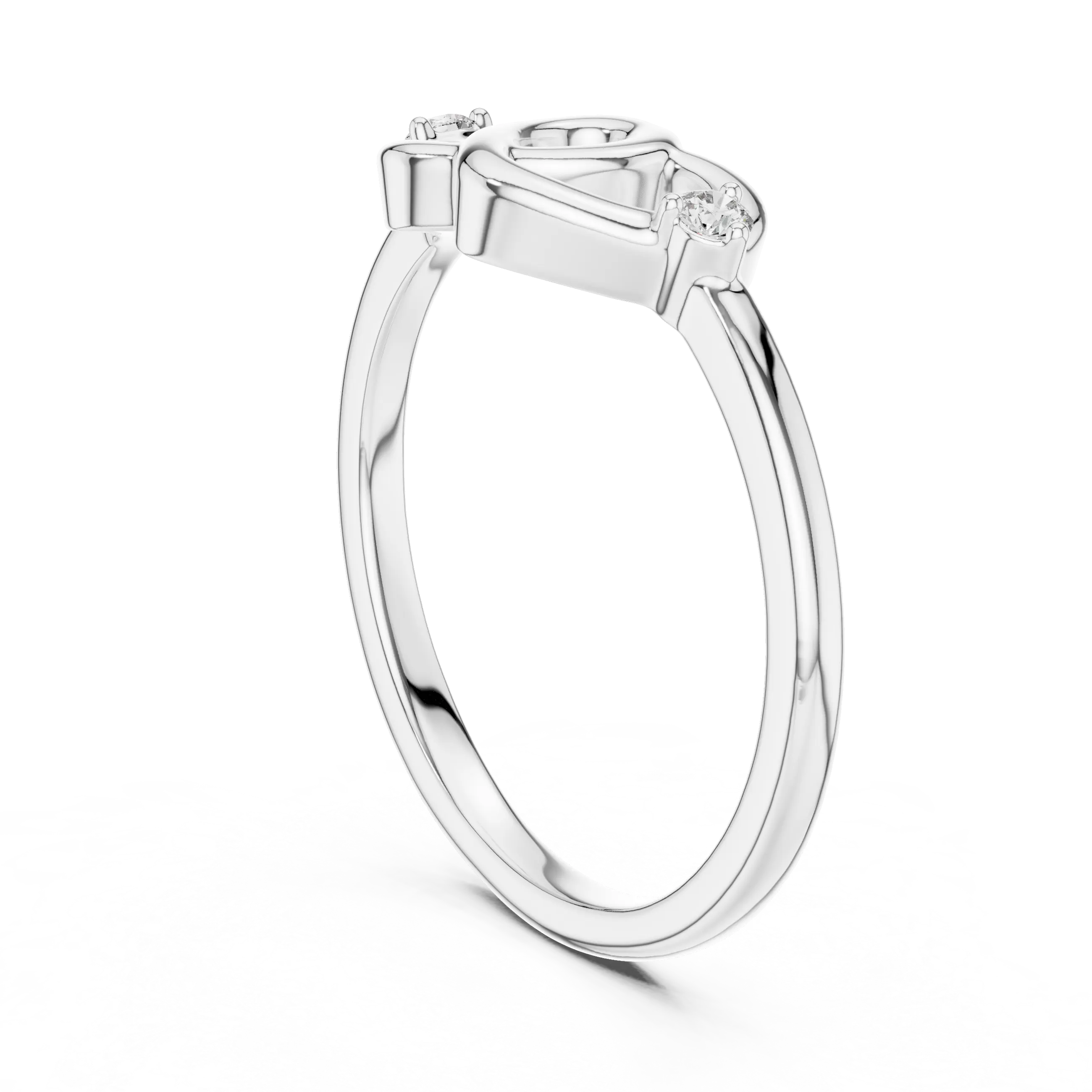 MJR061 - Interlocking Heart Openwork Two Stone Promise Ring