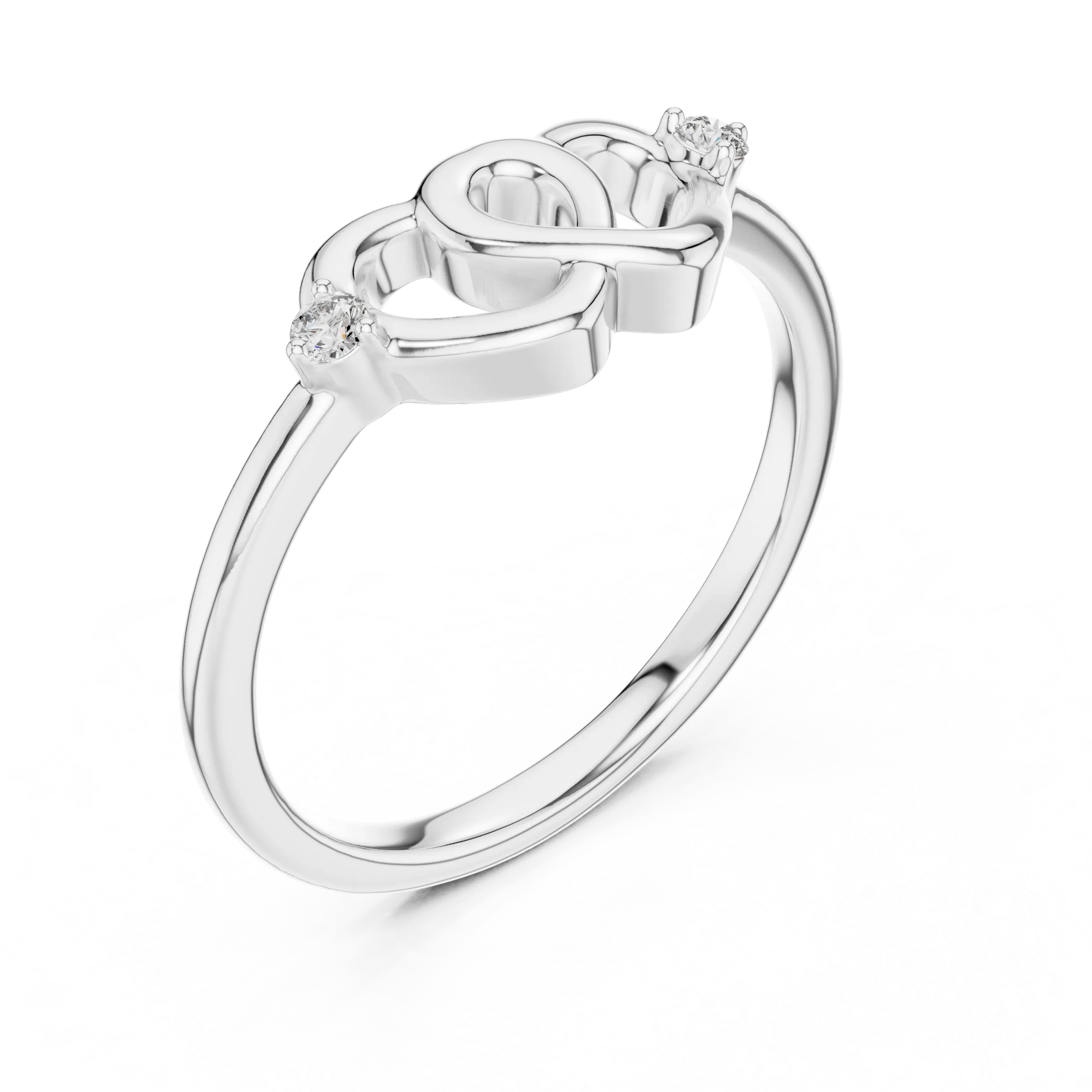 MJR061 - Interlocking Heart Openwork Two Stone Promise Ring