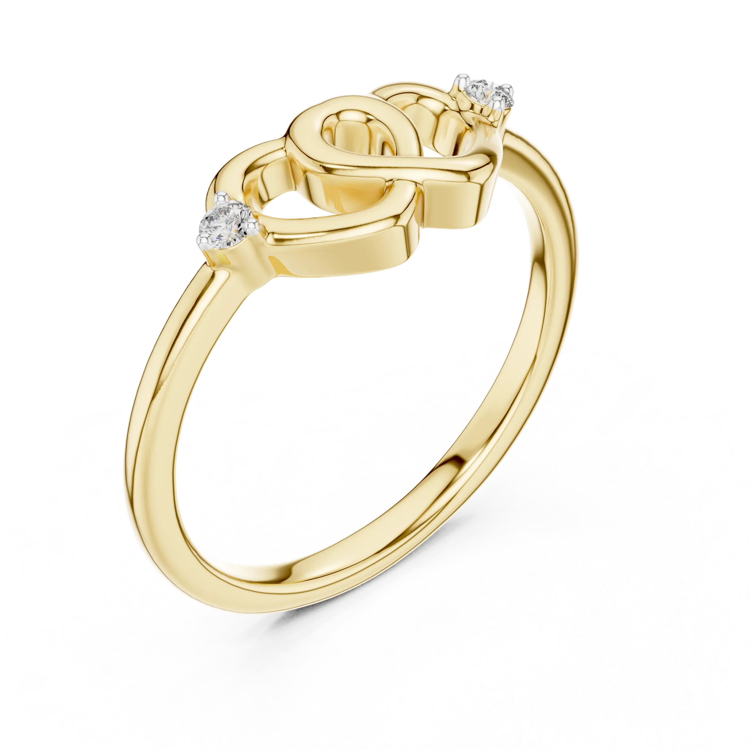 MJR061 - Interlocking Heart Openwork Two Stone Promise Ring