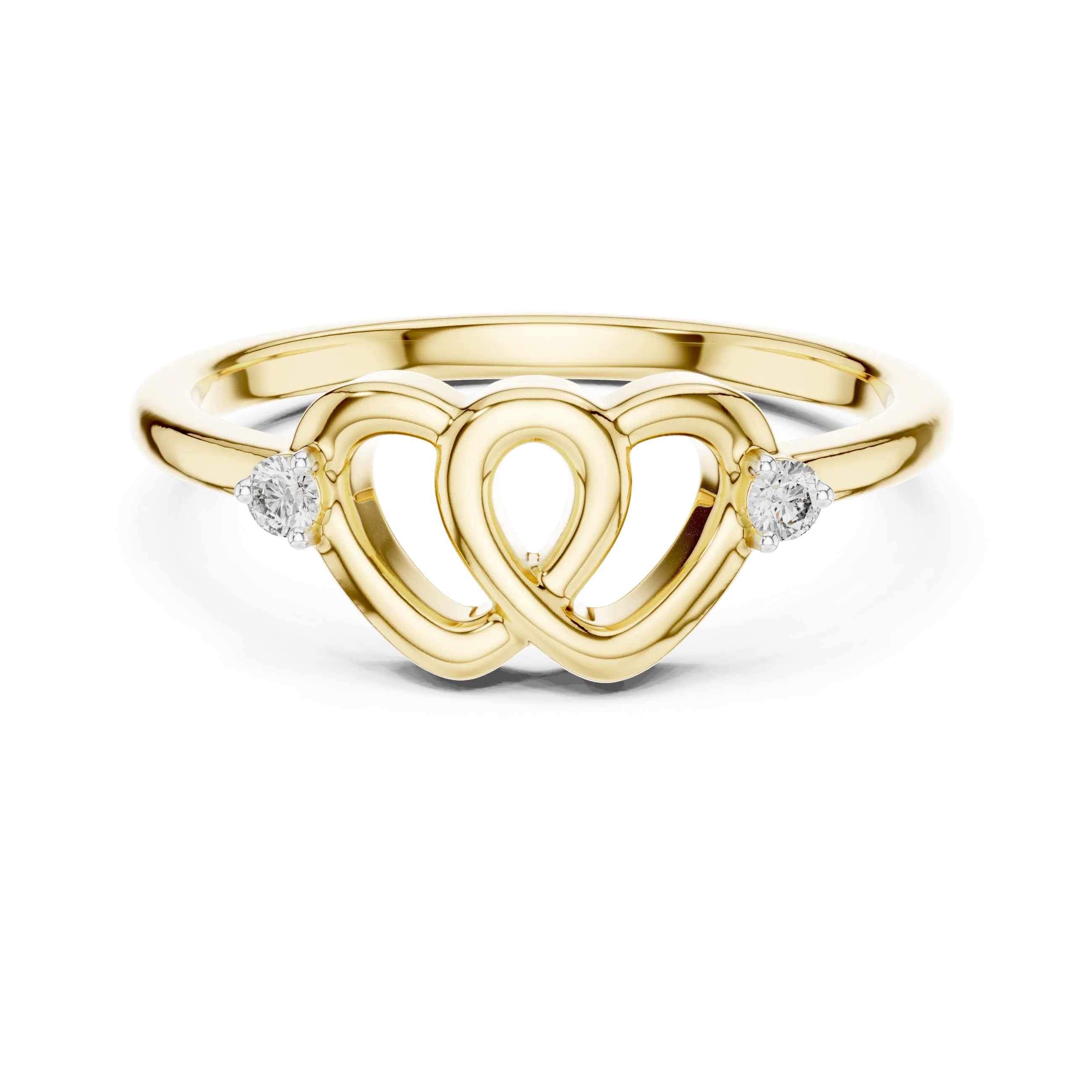 MJR061 - Interlocking Heart Openwork Two Stone Promise Ring