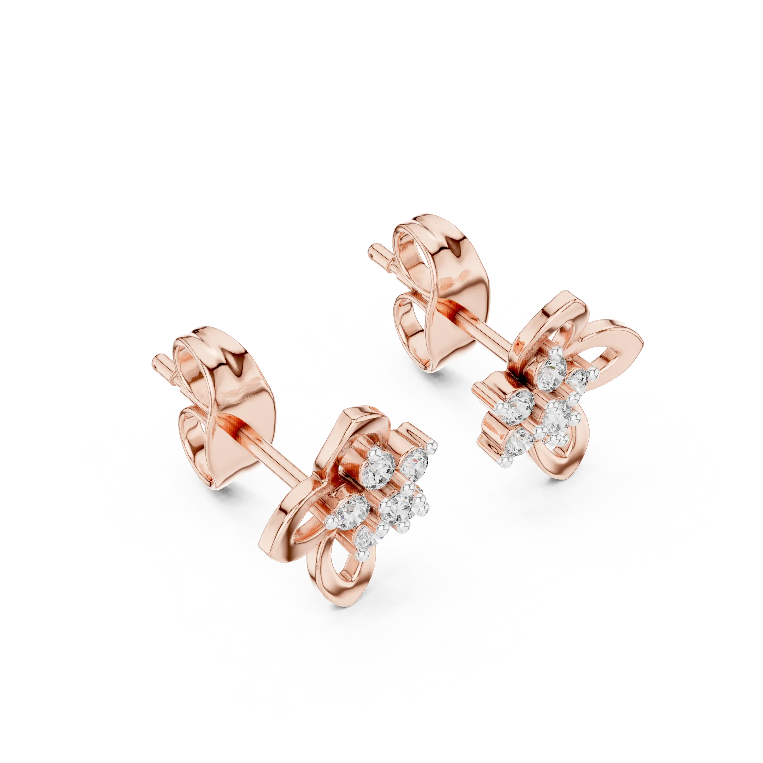 MJER37 - Fluttering Butterfly Diamond Cluster Studs