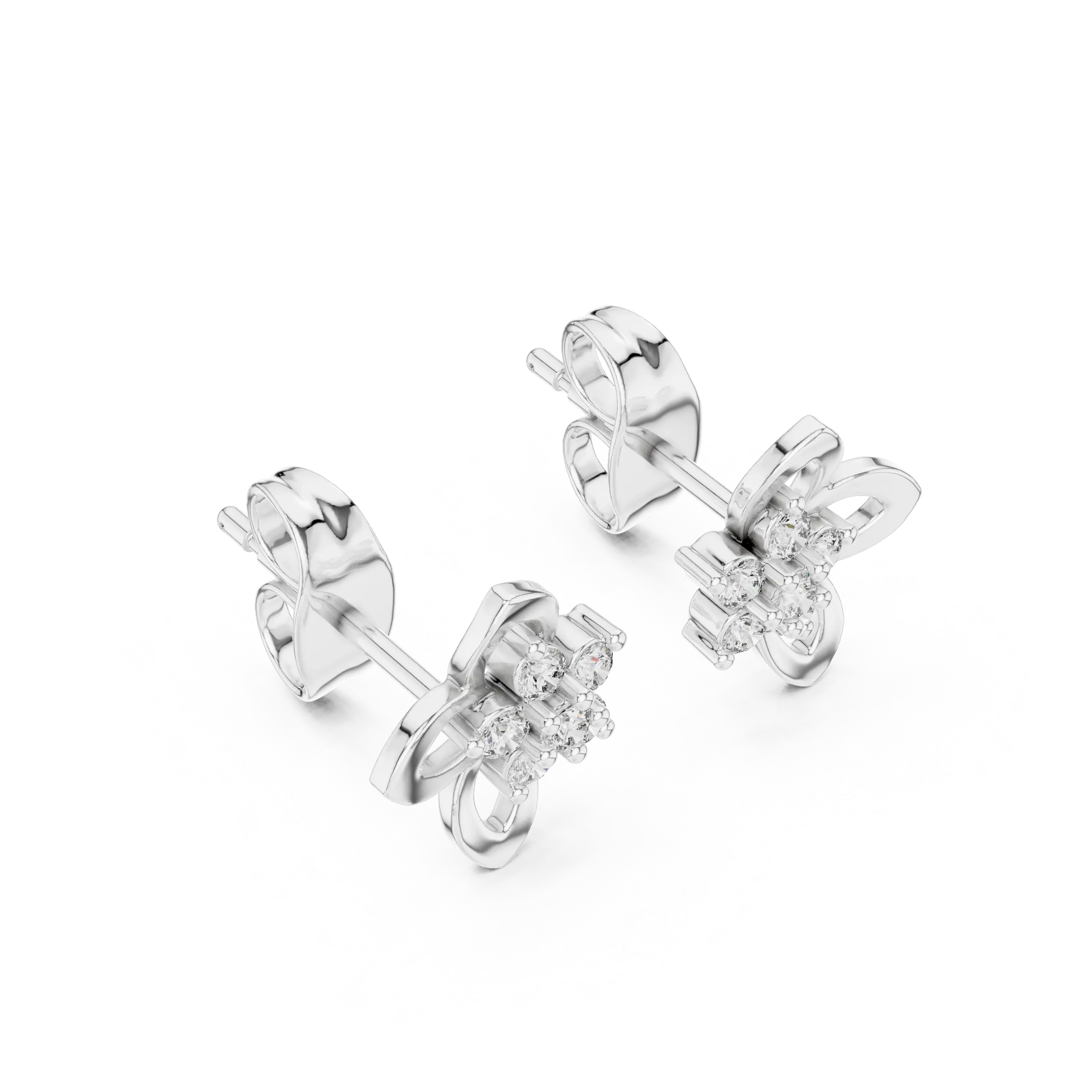 MJER37 - Fluttering Butterfly Diamond Cluster Studs