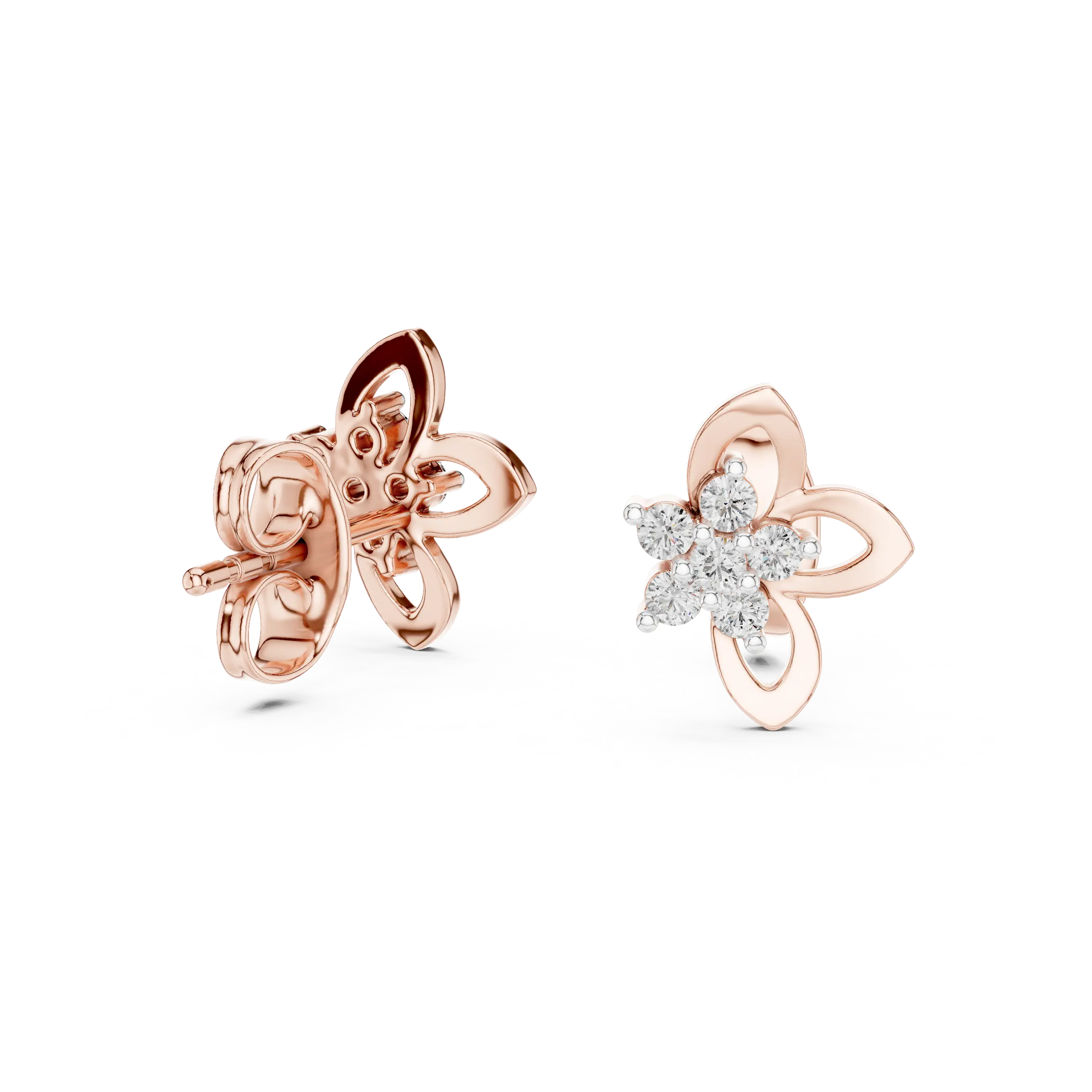 MJER37 - Fluttering Butterfly Diamond Cluster Studs