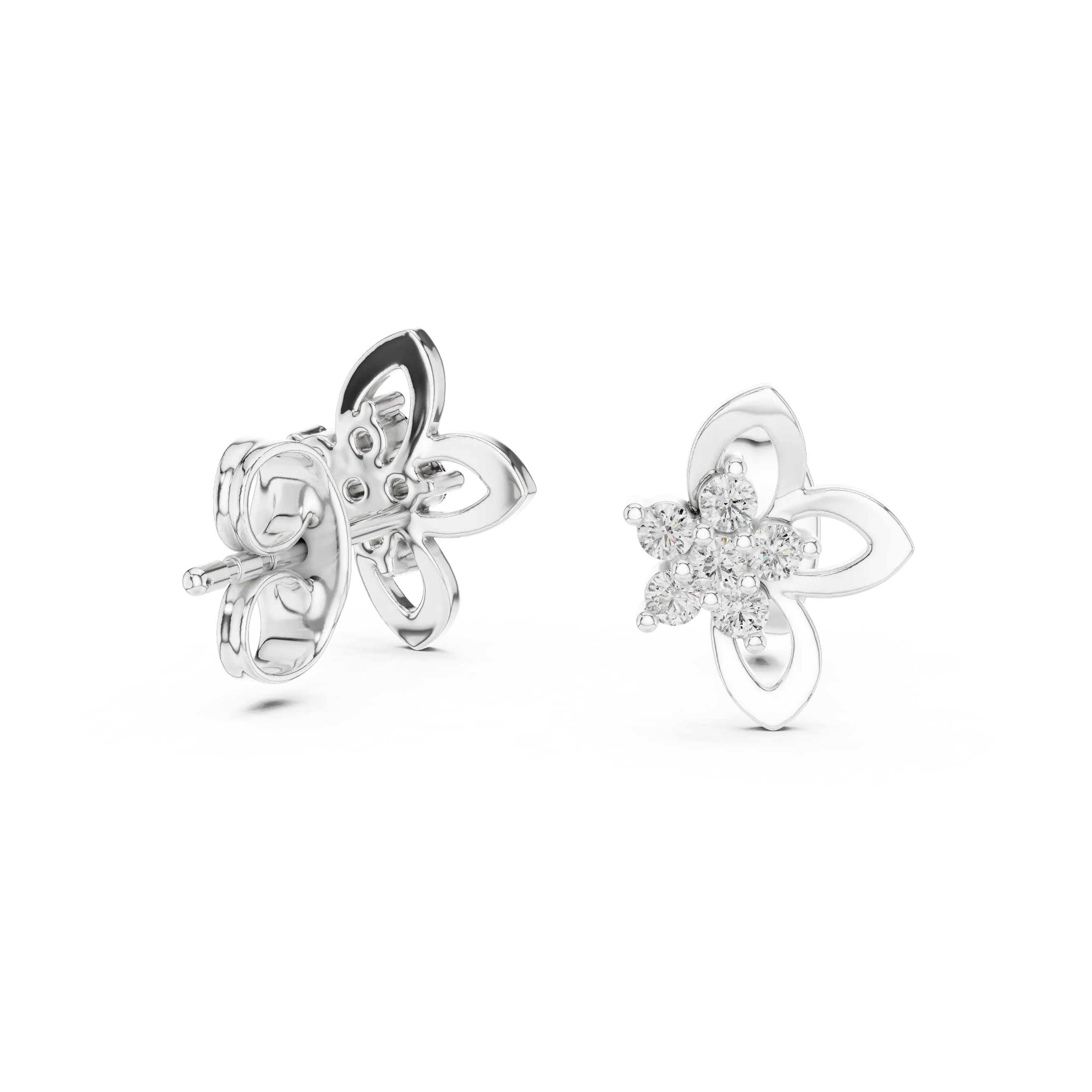 MJER37 - Fluttering Butterfly Diamond Cluster Studs
