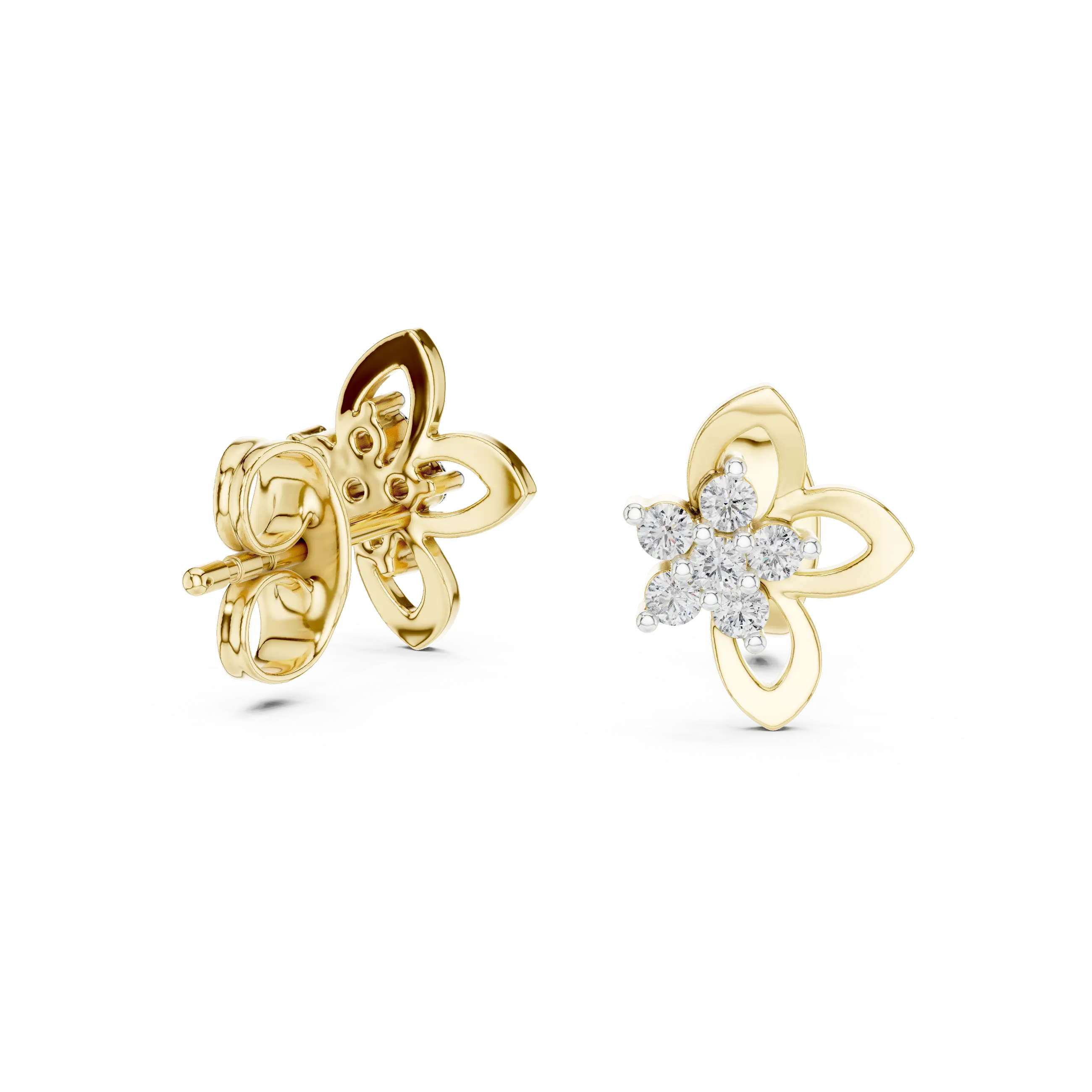 MJER37 - Fluttering Butterfly Diamond Cluster Studs