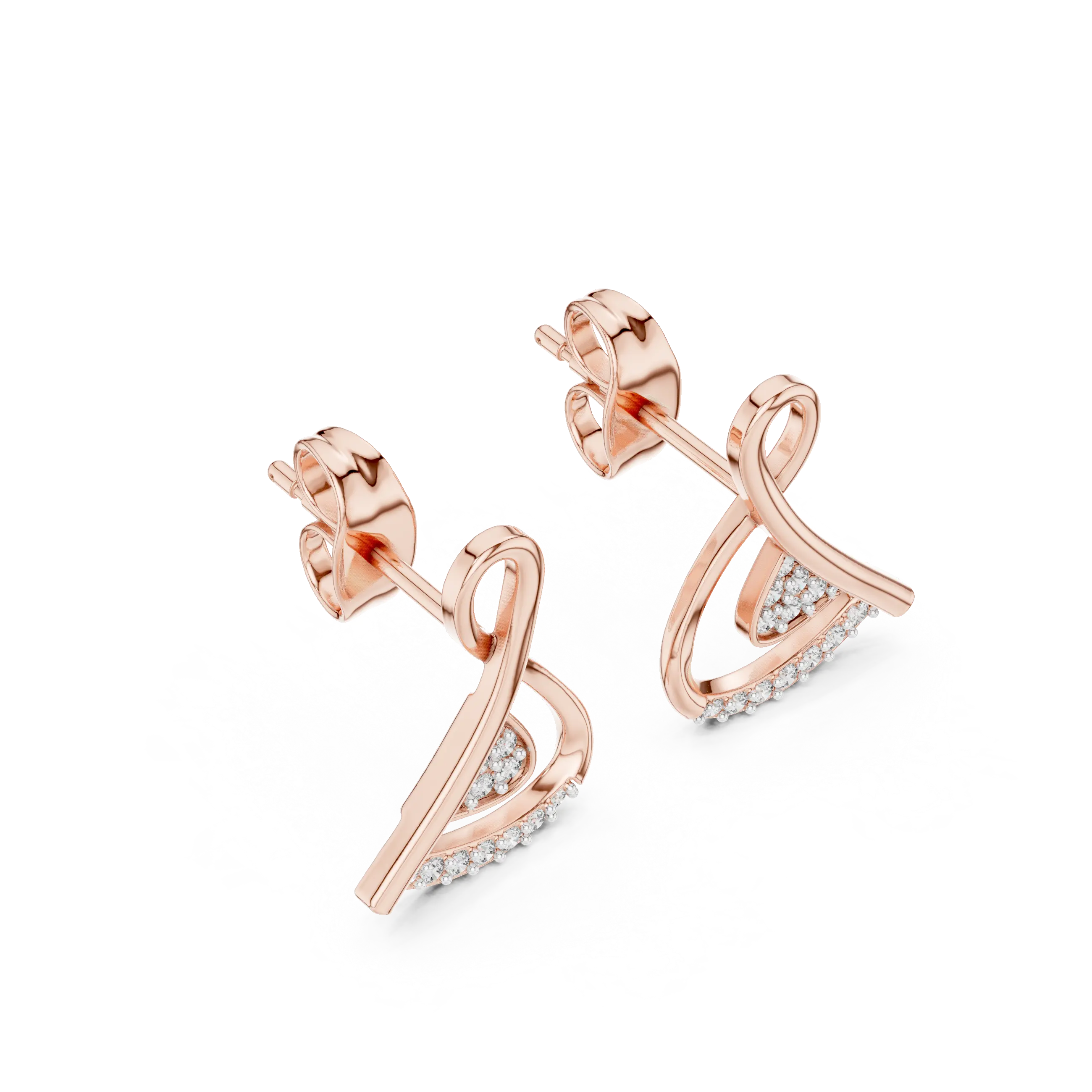 MJER75 - Abstract Ribbon Twist Pavé Studs