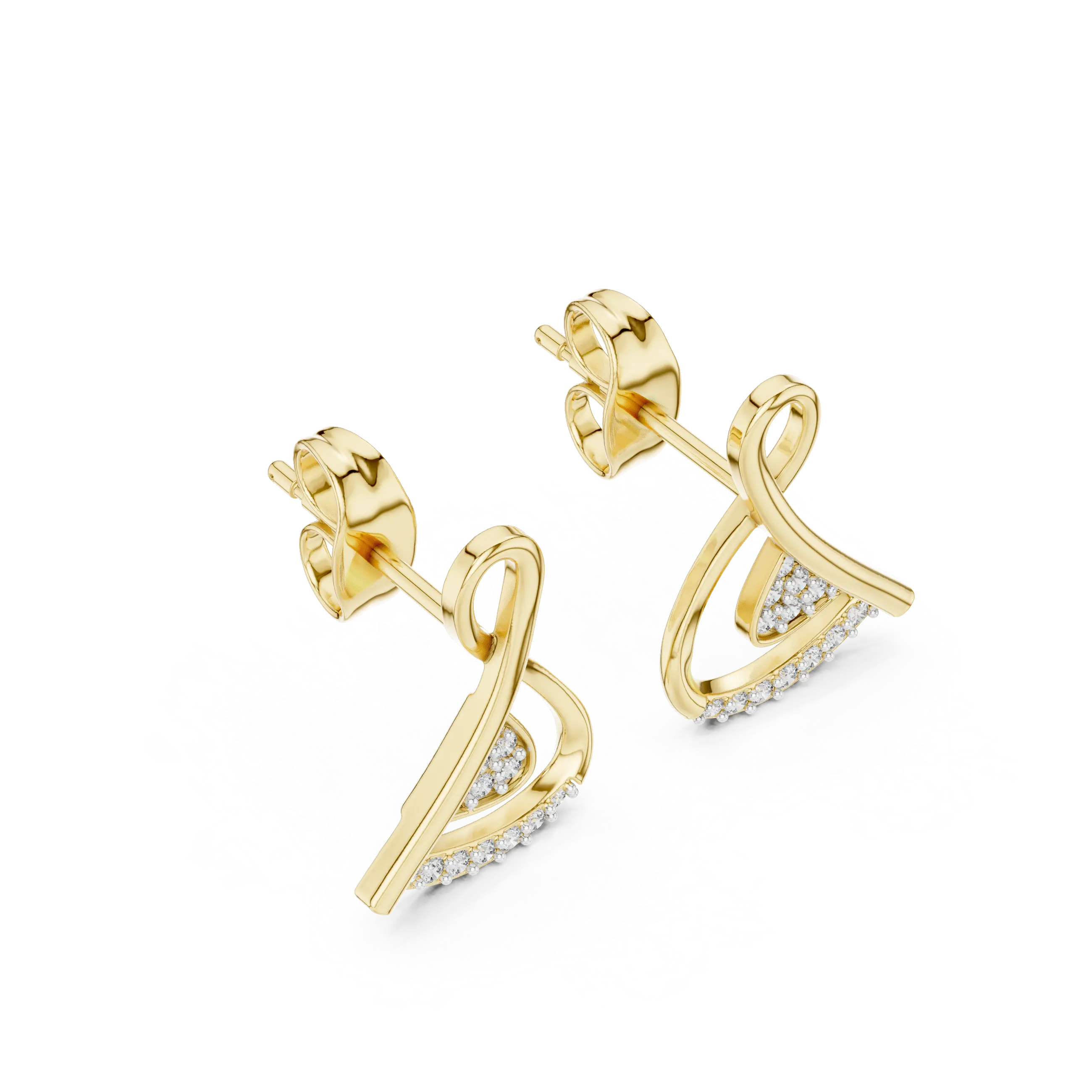 MJER75 - Abstract Ribbon Twist Pavé Studs