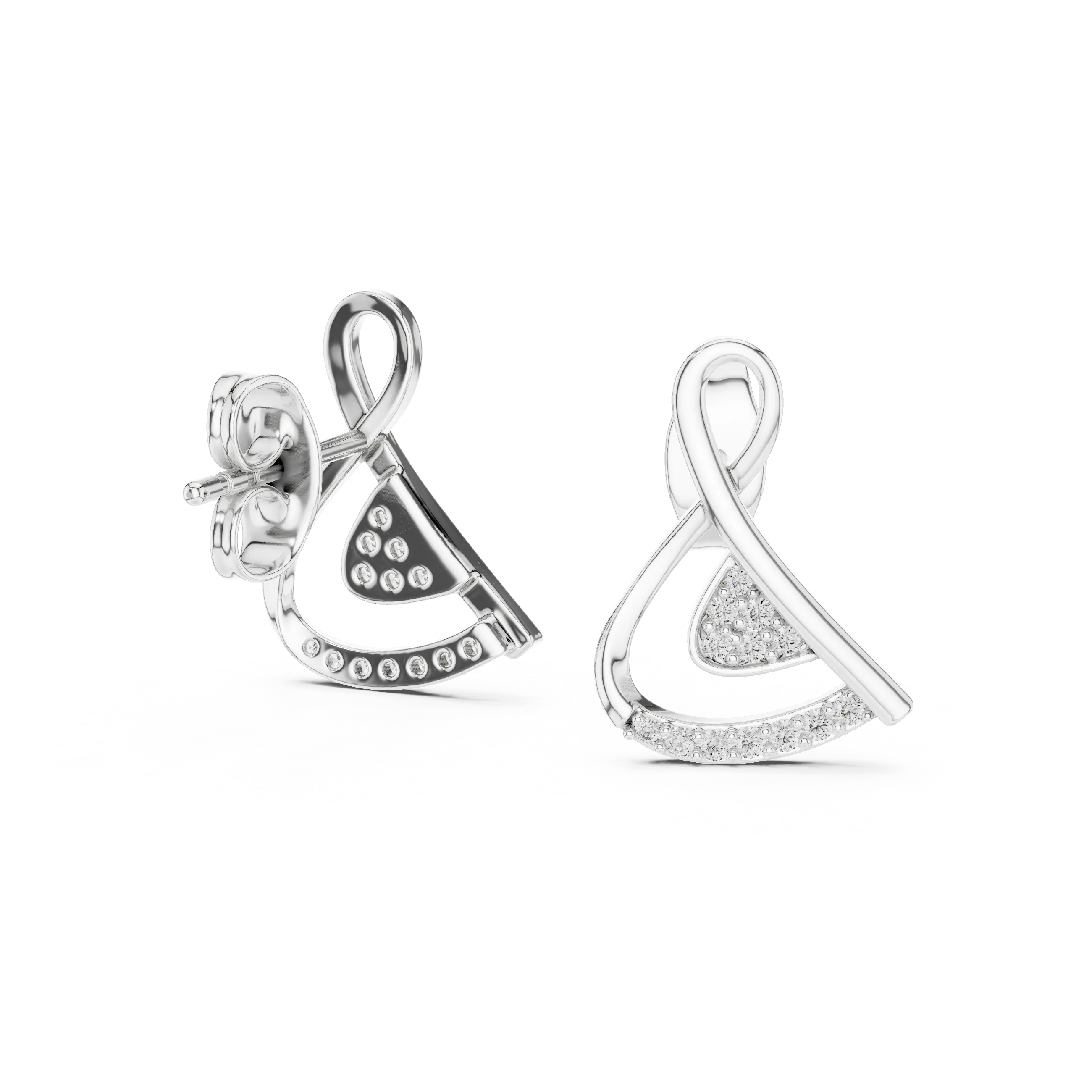 MJER75 - Abstract Ribbon Twist Pavé Studs