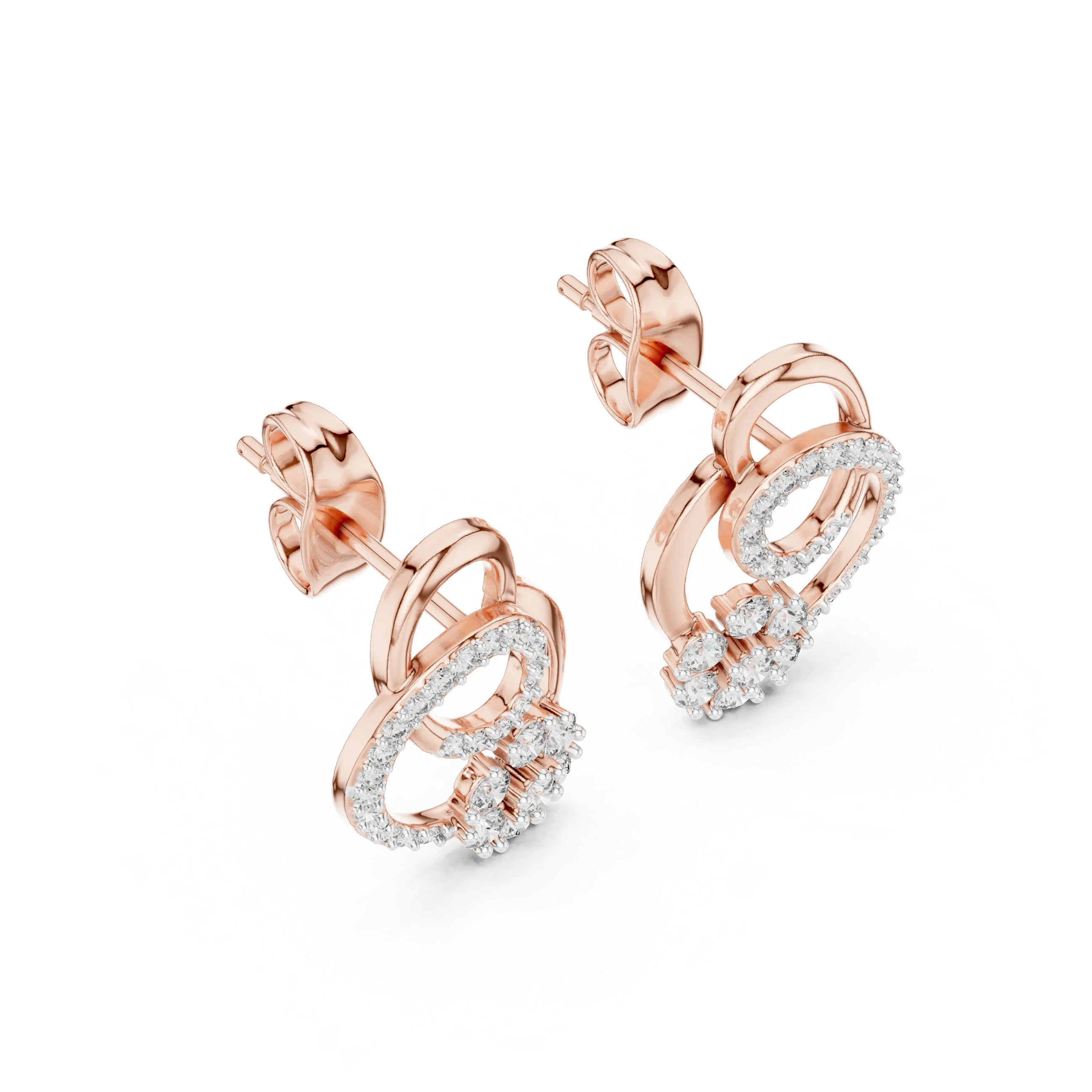 MJER43 - Dual Loop Pavé Floral Motif Earrings