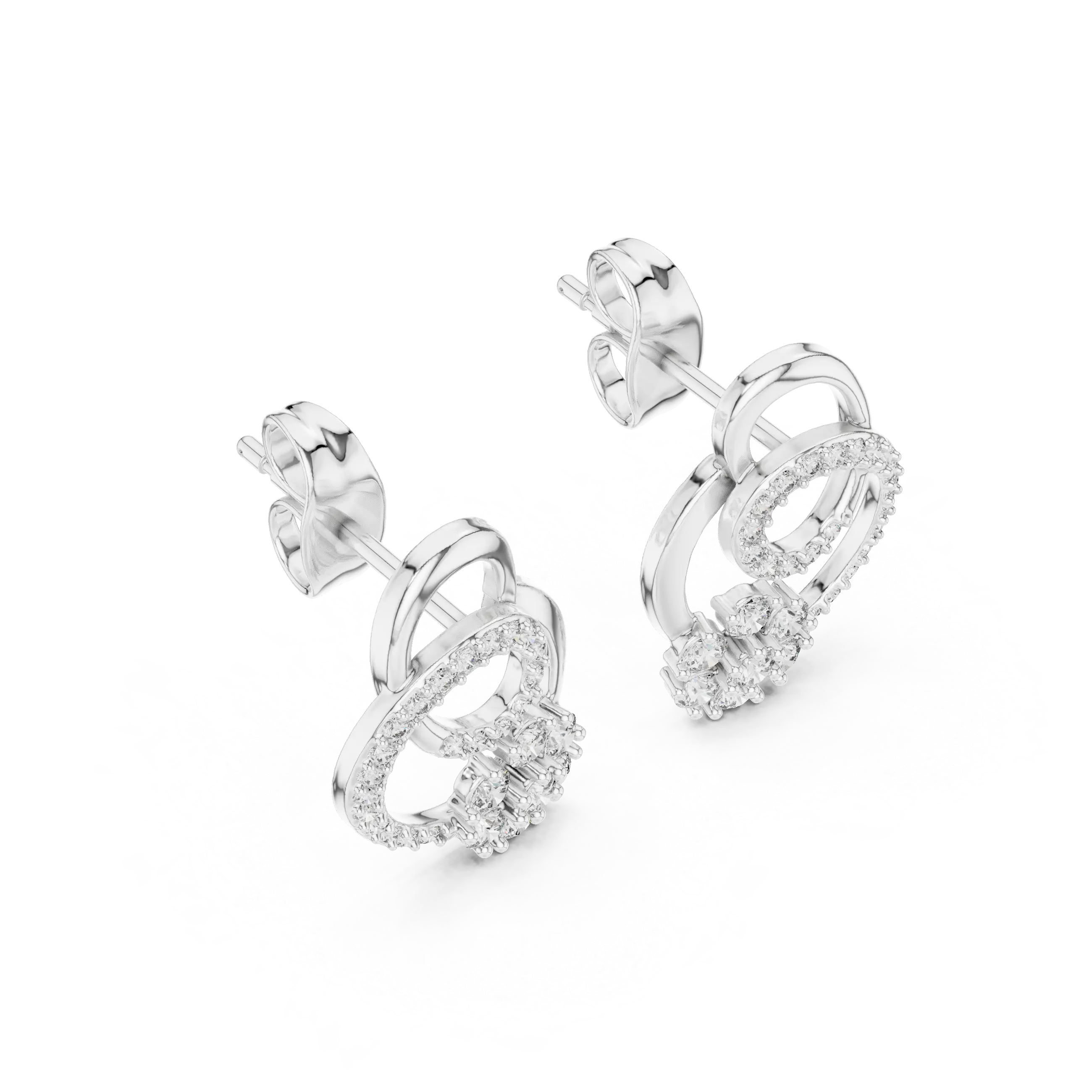 MJER43 - Dual Loop Pavé Floral Motif Earrings