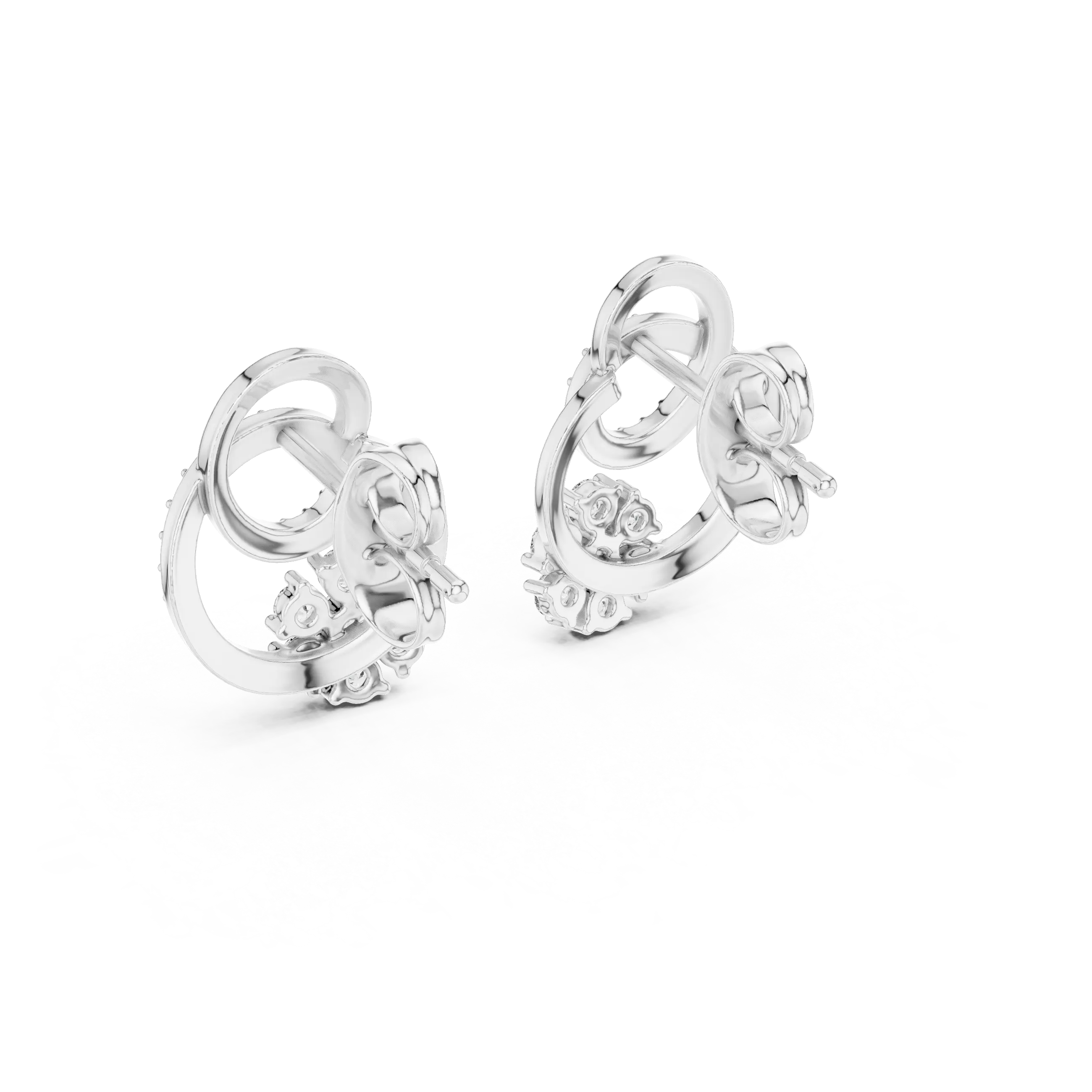 MJER43 - Dual Loop Pavé Floral Motif Earrings