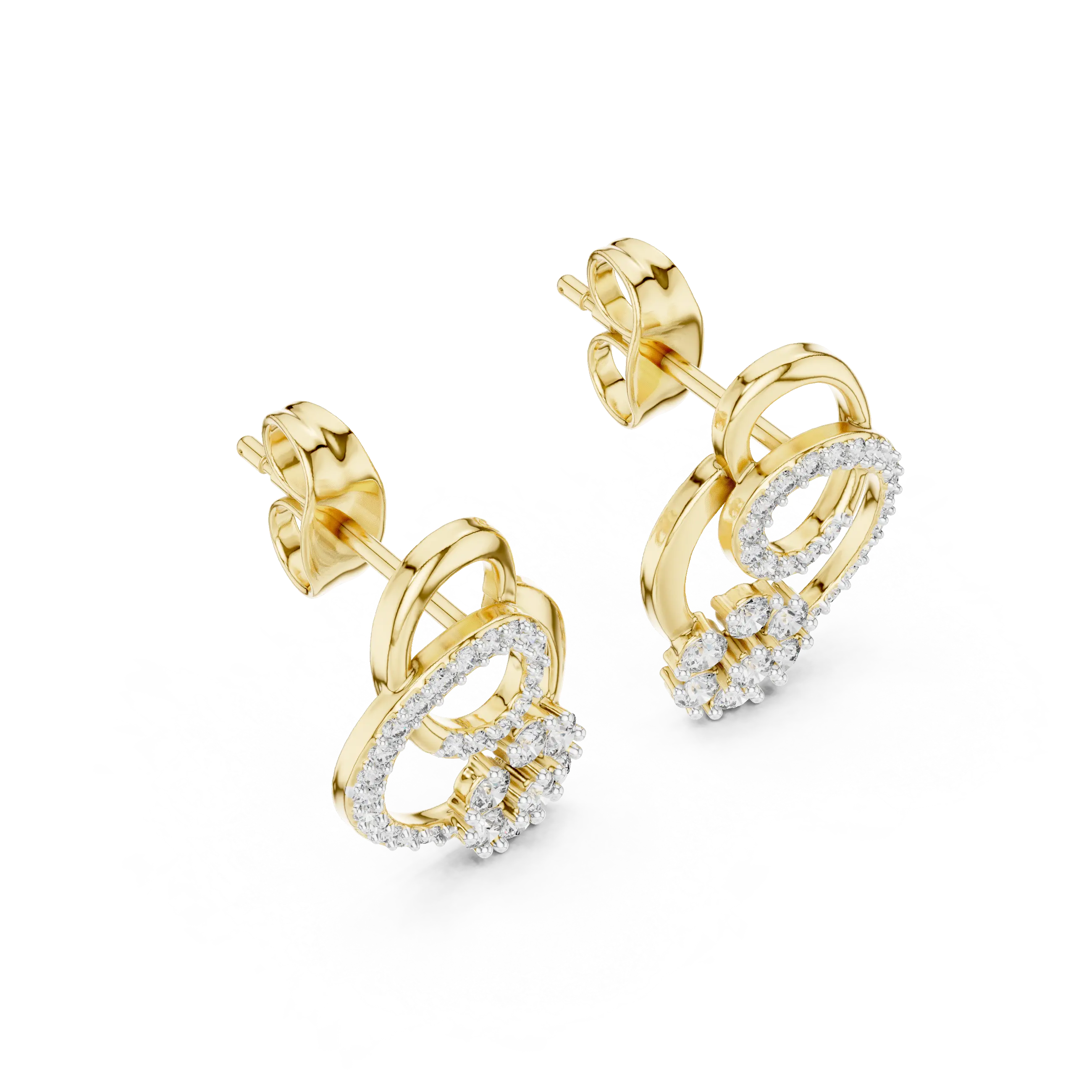 MJER43 - Dual Loop Pavé Floral Motif Earrings