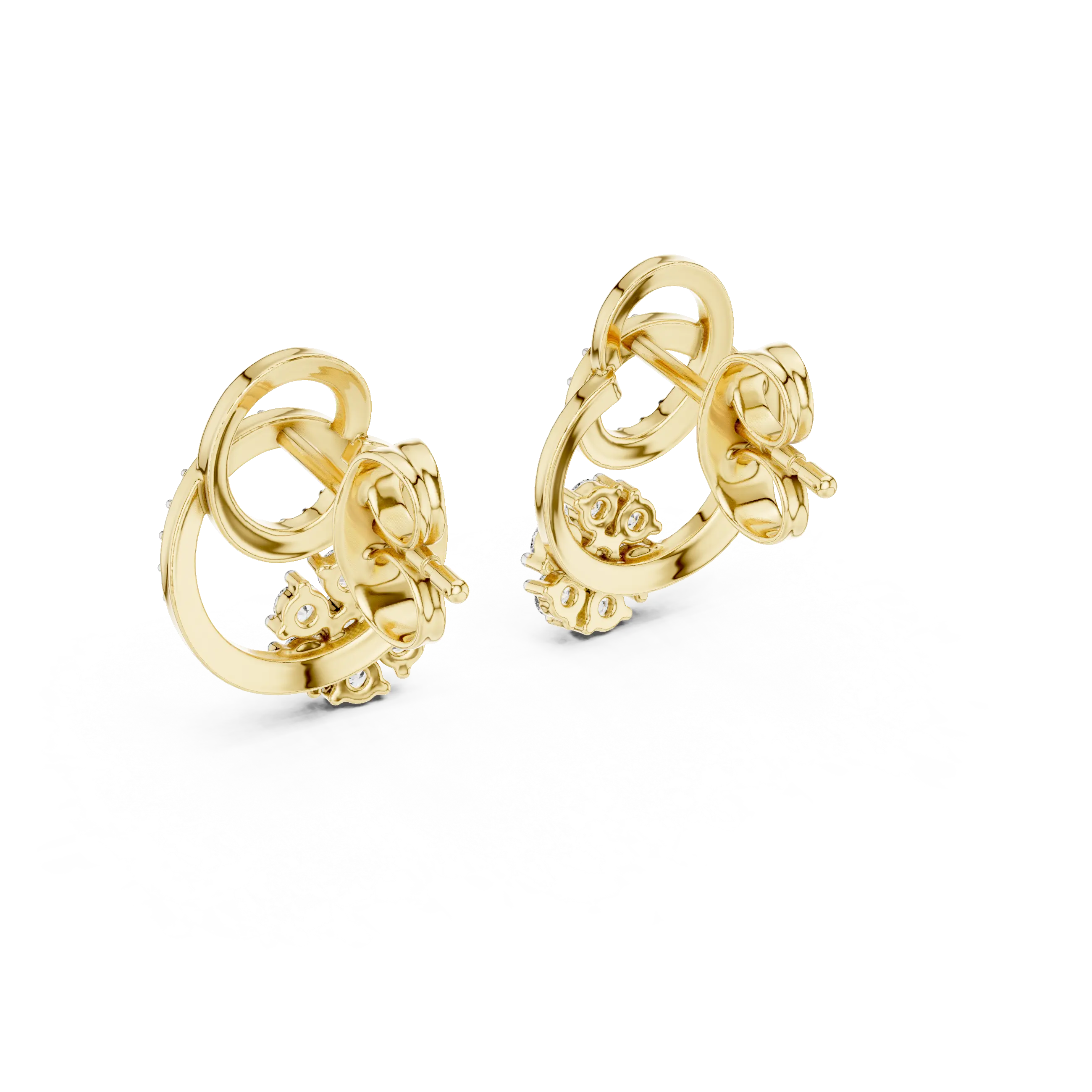 MJER43 - Dual Loop Pavé Floral Motif Earrings