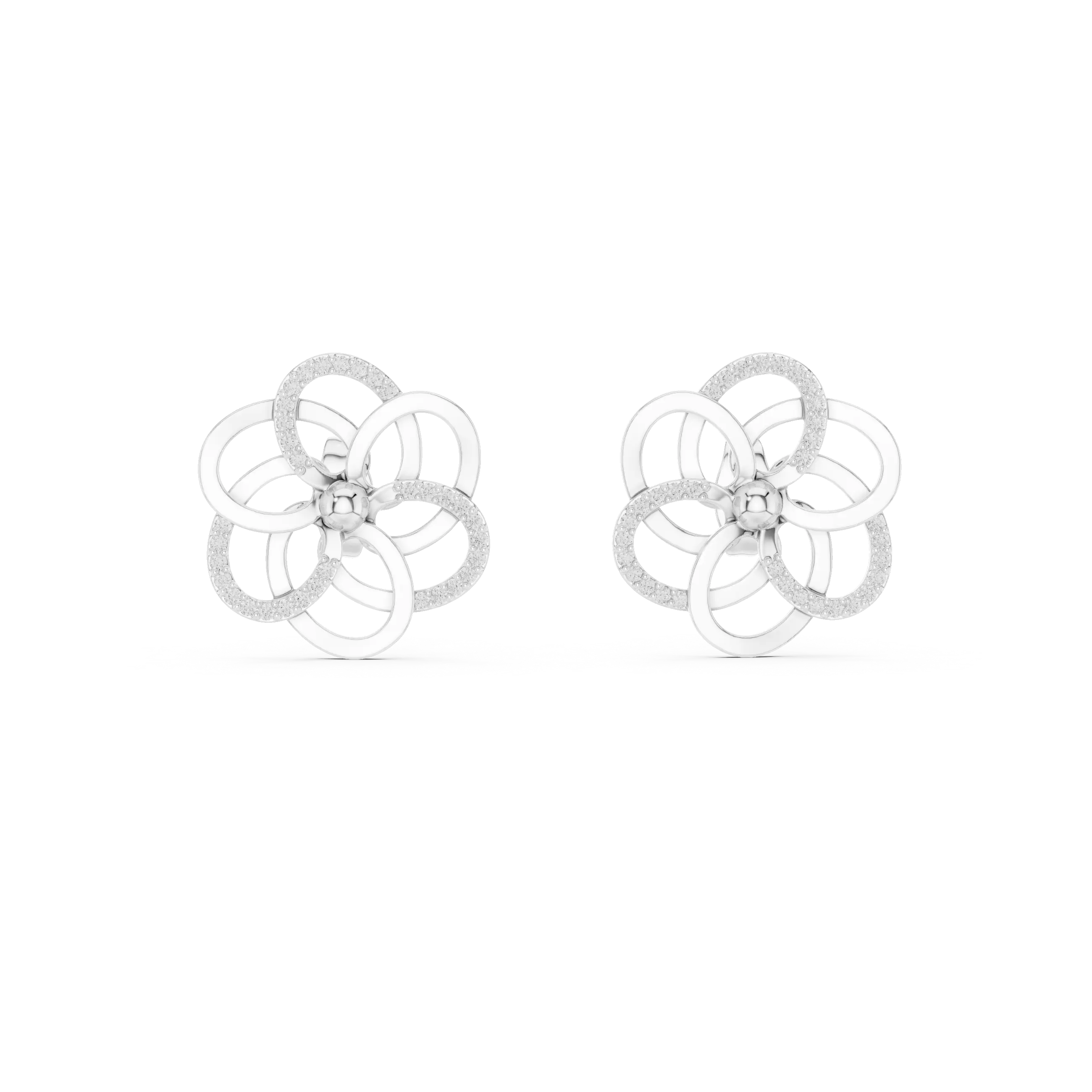 MJER44 - Spiral Bloom Pavé Accent Stud Earrings