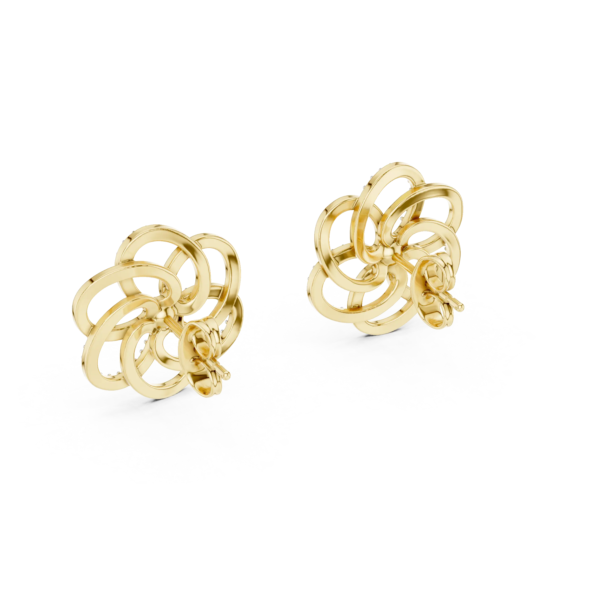 MJER44 - Spiral Bloom Pavé Accent Stud Earrings