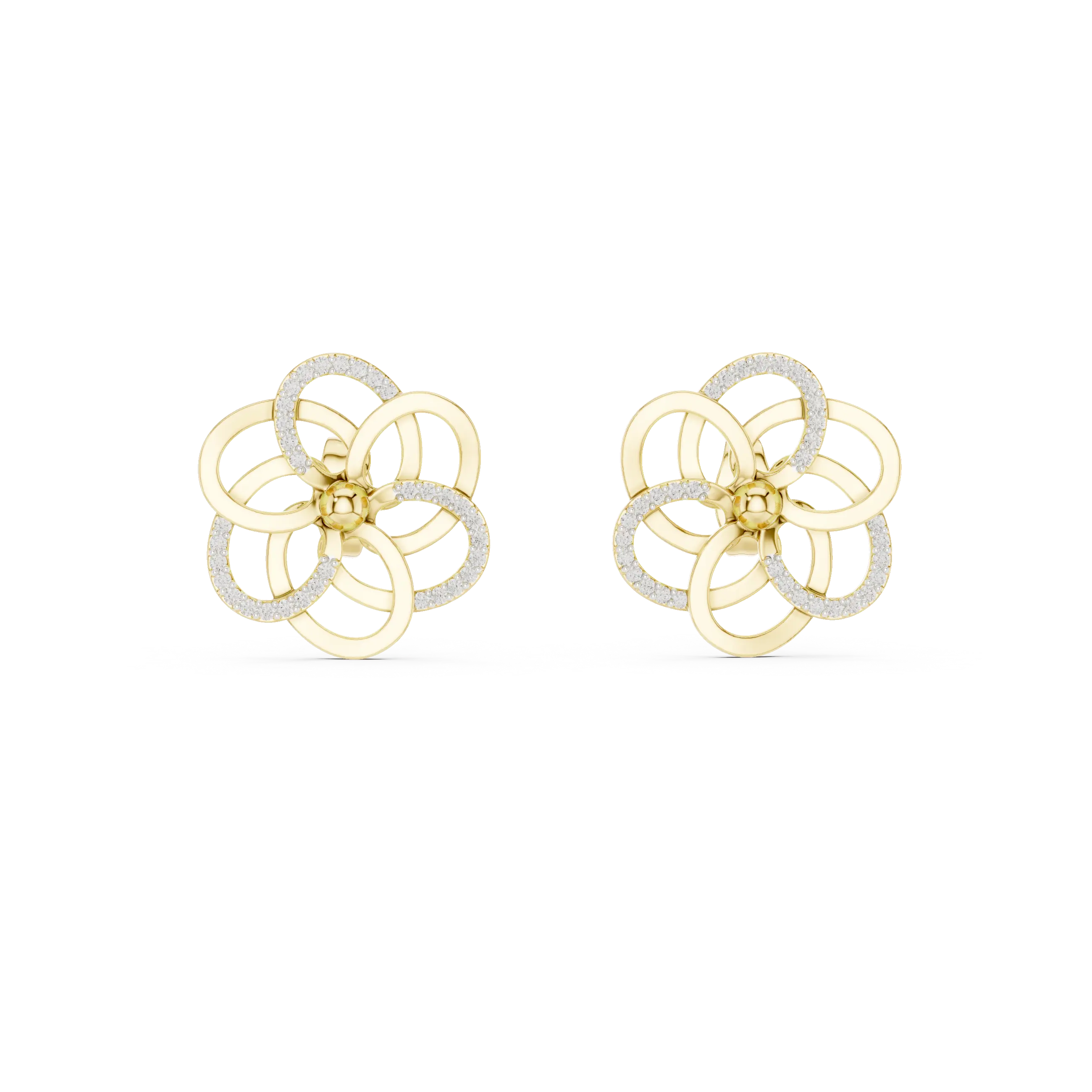 MJER44 - Spiral Bloom Pavé Accent Stud Earrings