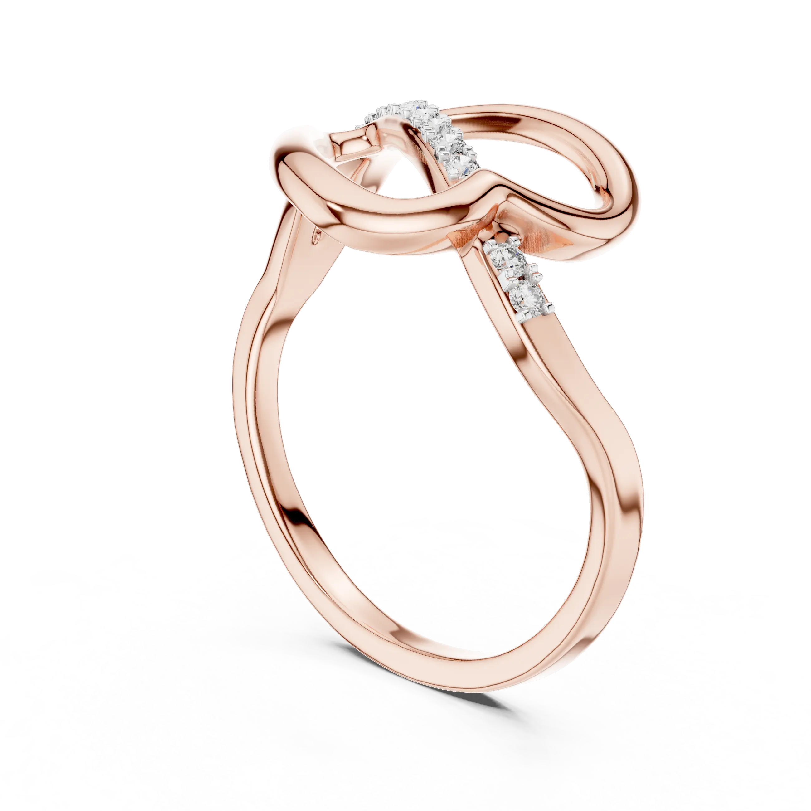 MJR063 - Openwork Abstract Heart Slanted Ribbon Fashion Ring