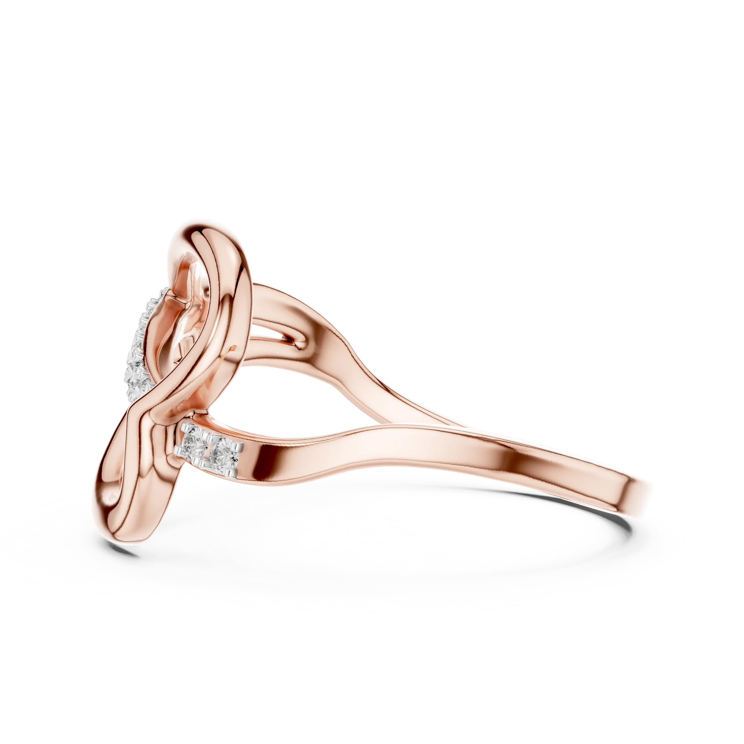 MJR063 - Openwork Abstract Heart Slanted Ribbon Fashion Ring