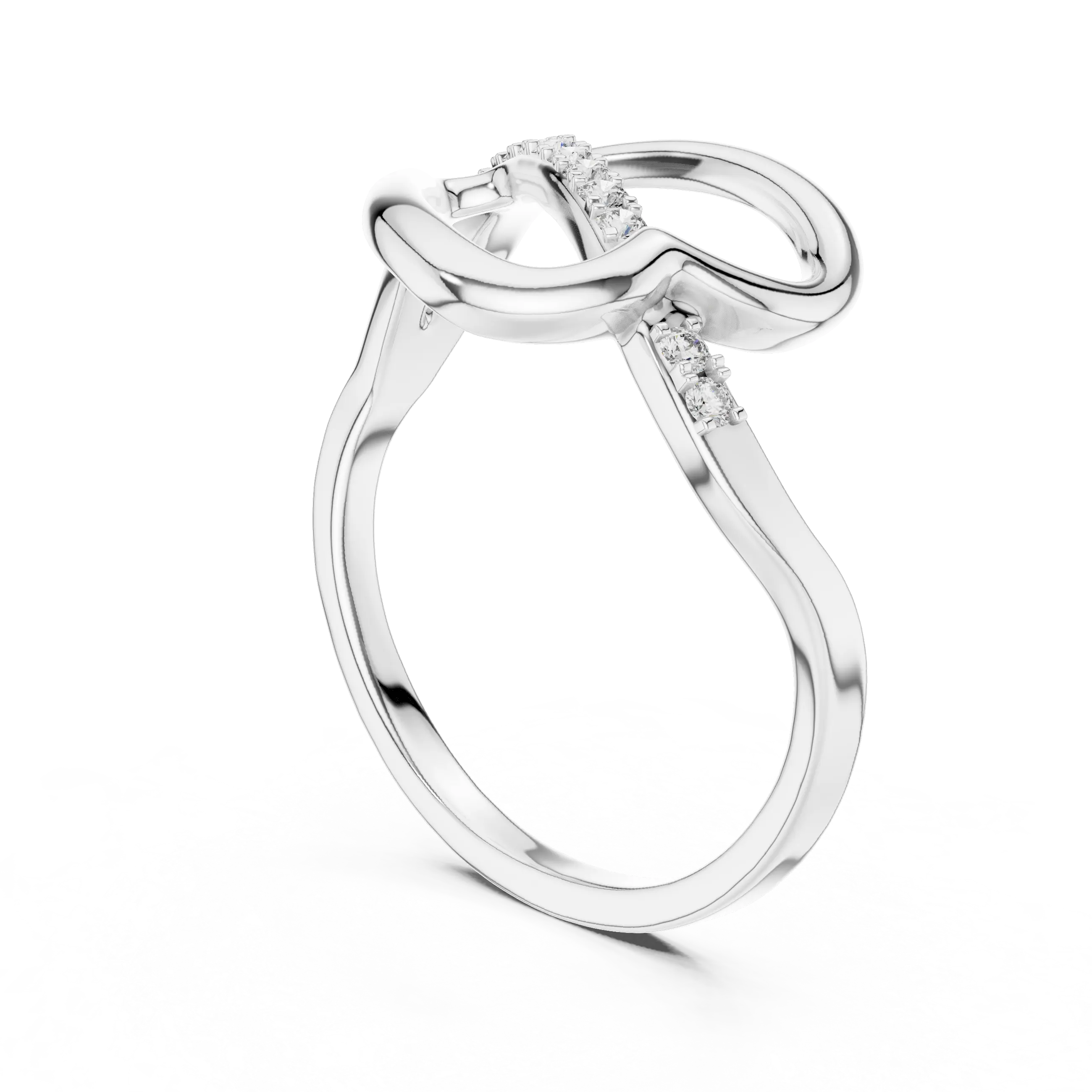 MJR063 - Openwork Abstract Heart Slanted Ribbon Fashion Ring