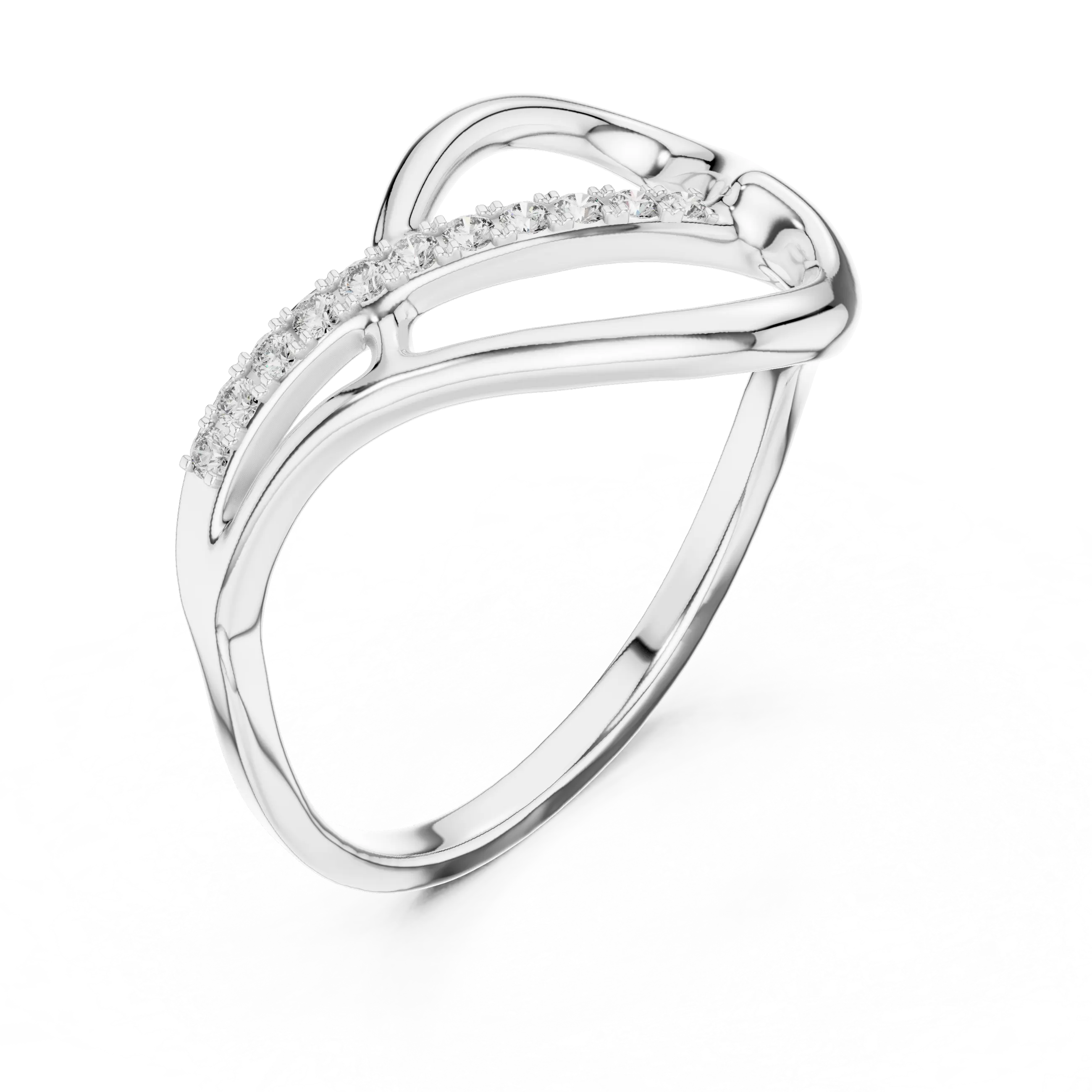 MJR063 - Openwork Abstract Heart Slanted Ribbon Fashion Ring