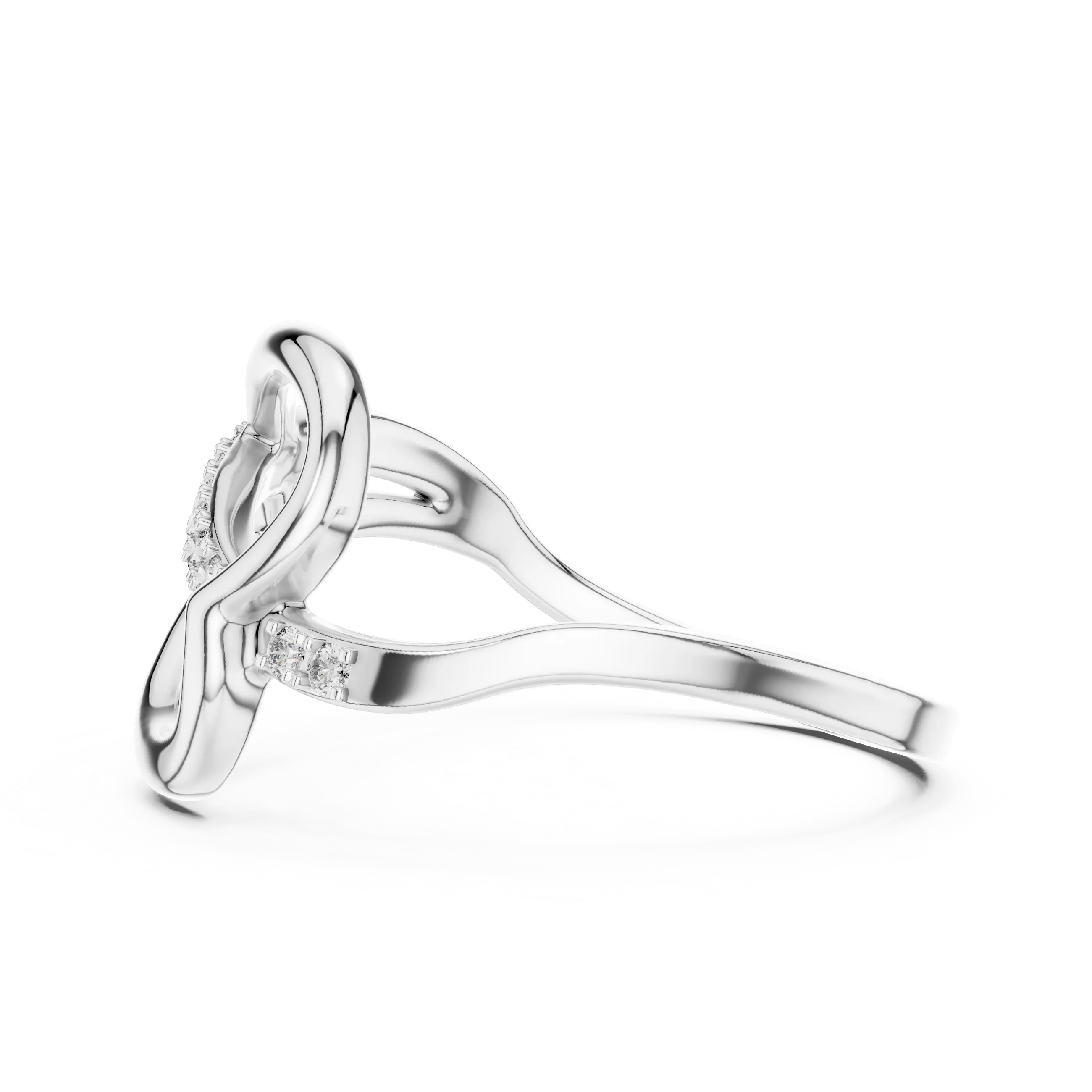 MJR063 - Openwork Abstract Heart Slanted Ribbon Fashion Ring