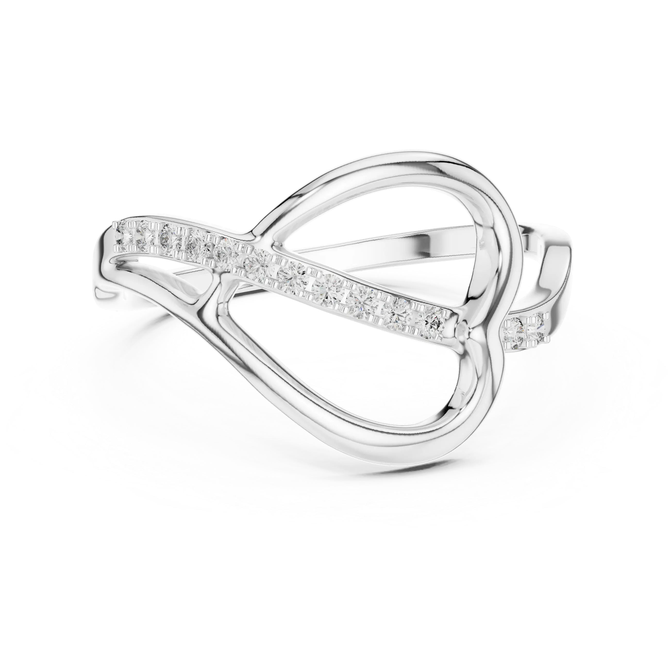 MJR063 - Openwork Abstract Heart Slanted Ribbon Fashion Ring